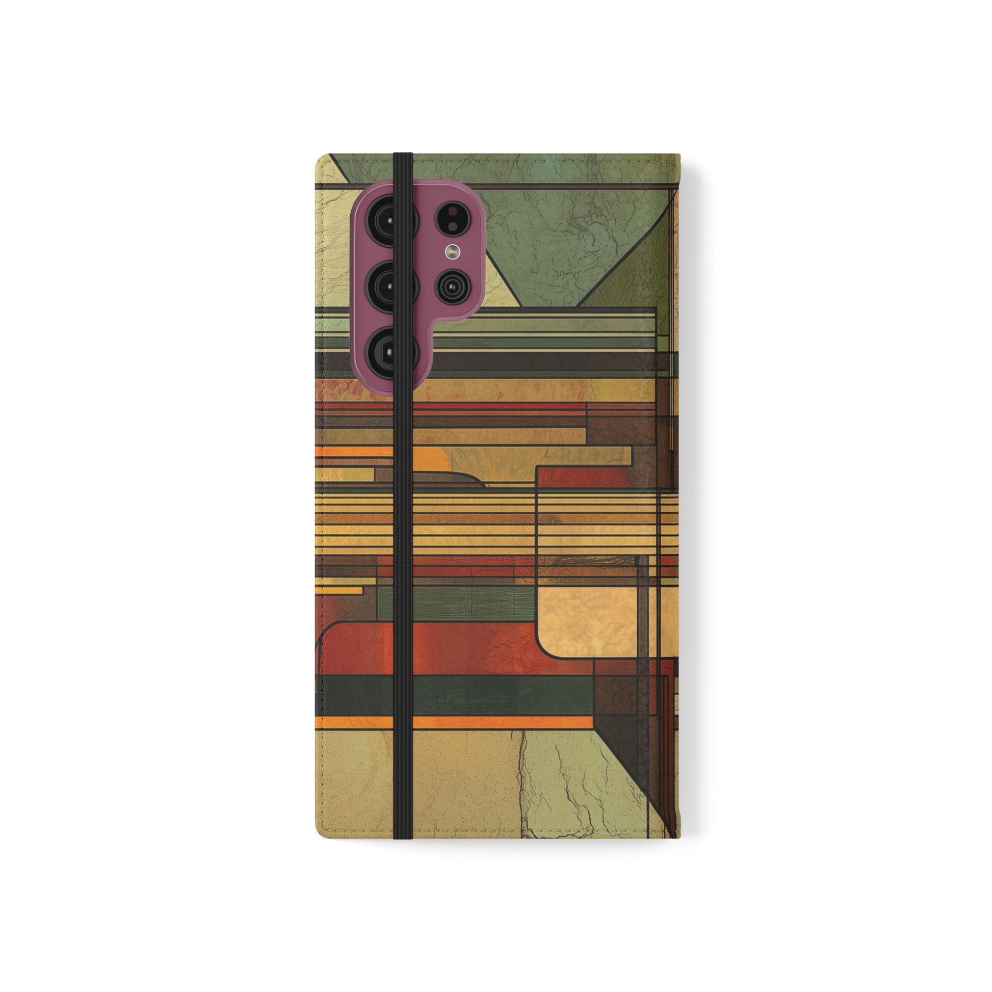 Art Deco Flip Case Prairie Style Stained Glass Inspired by Frank Lloyd Wright, Phone Covers, Colorful Protective Accessories, Unique