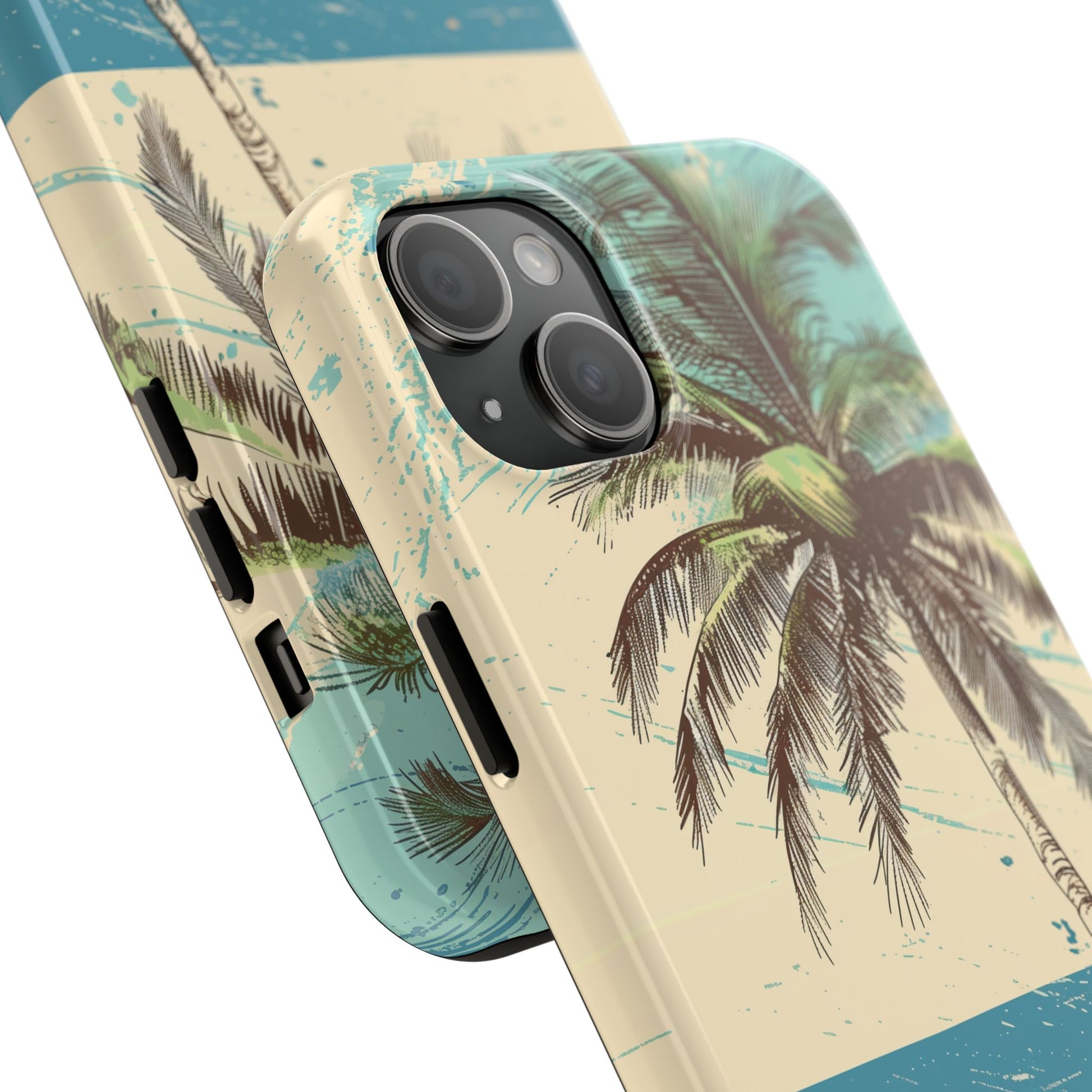 Retro Beach Scene Phone Case, Vintage Tropical Ocean iPhone Case, Summer Beach Phone Cover for iPhone, iphone 15 pro max
