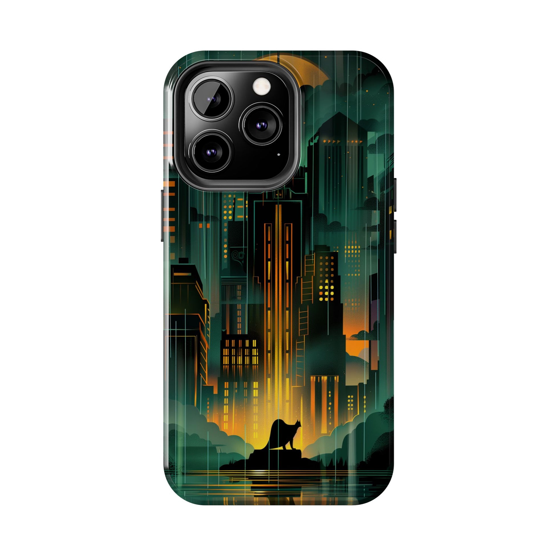 Nighttime Batman Phone Case - Gotham Art Deco Style - Noir Inspired Phone Cover - Dark Knight Accessory