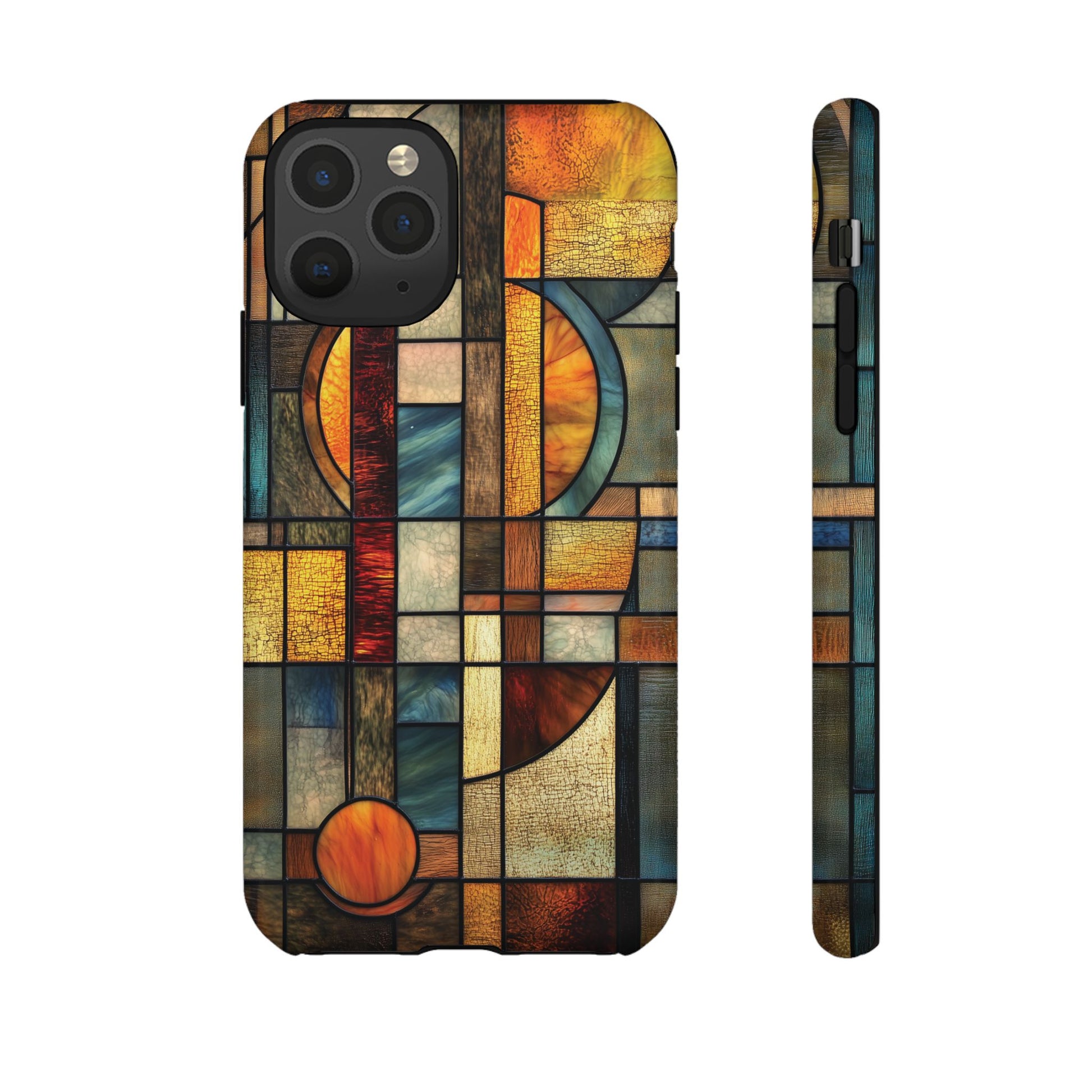 Art Deco Mosaic Stained Glass Phone Case Frank Lloyd Wright Cottage Core Usonian Prairie Style Geometric Stylish  iPhone 14 15 16 Pro