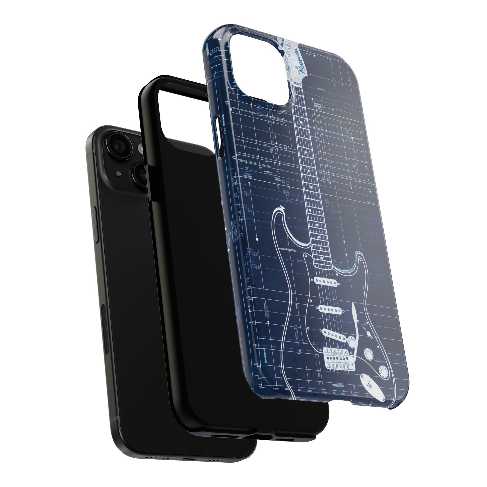 Guitar Phone Case, Guitar Blueprint iPhone Cover, Vintage Guitar Design, Custom iPhone Covers, Rock Music Phone Accessories, Musician Gift