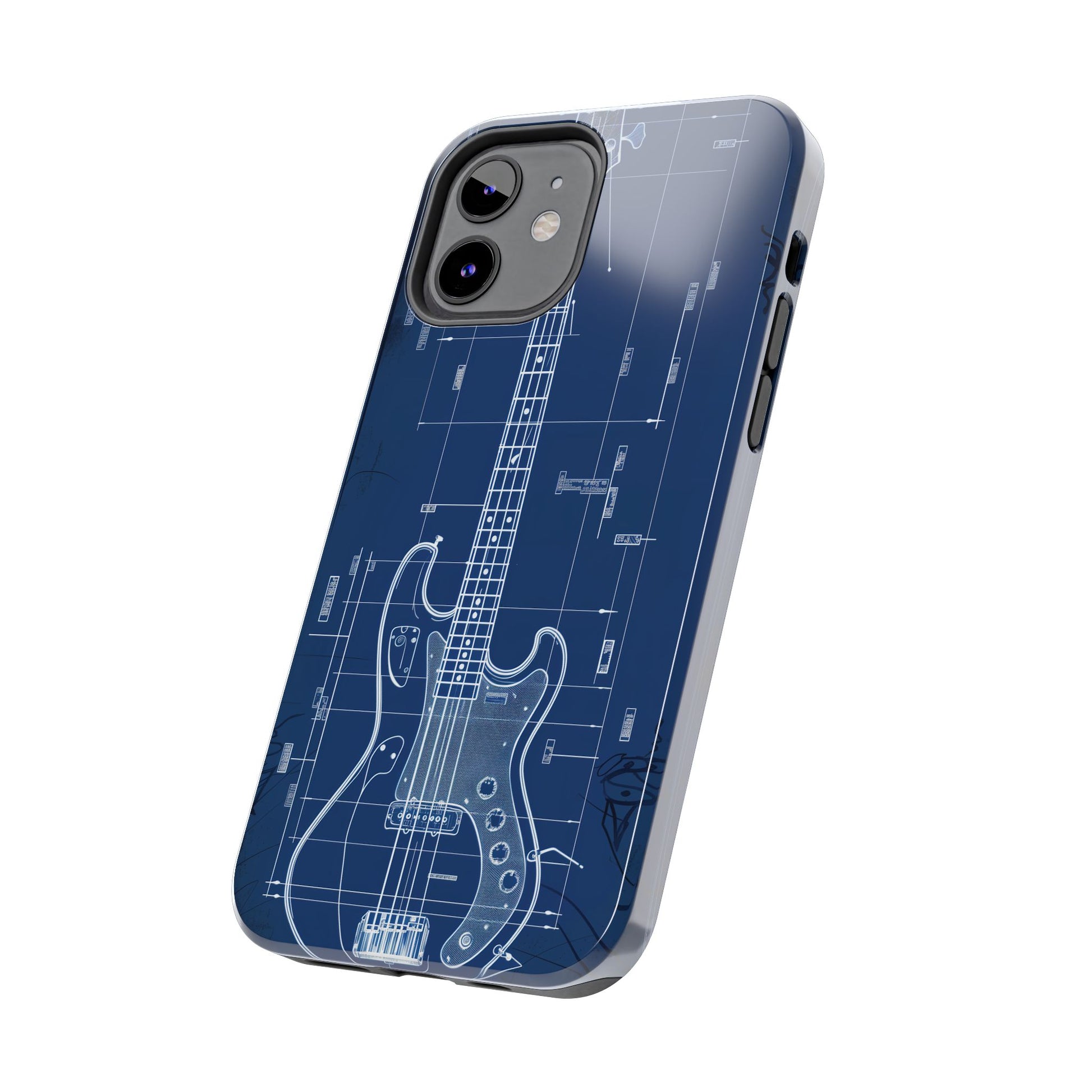 Guitar Phone Case Blueprint Schematic Vintage Custom Design Fender Gibson Rickenbacker Custom Rock Music Phone Accessories Musician Gift