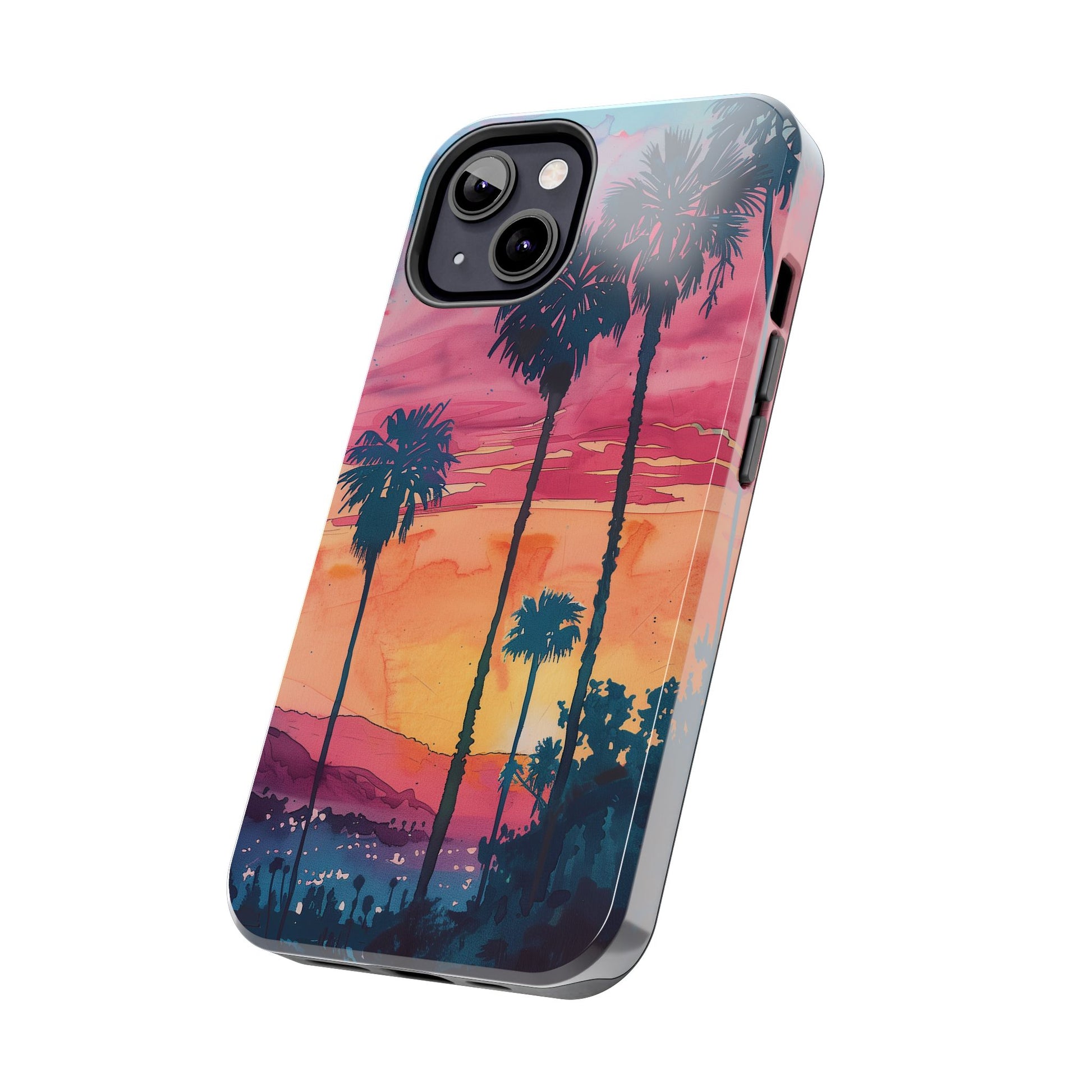 Los Angeles Sunset iPhone Case, Golden Hour Scenic View, Hollywood Hills Sunset Phone Case, Palm Trees Phone Case, iphone 15 pro max case