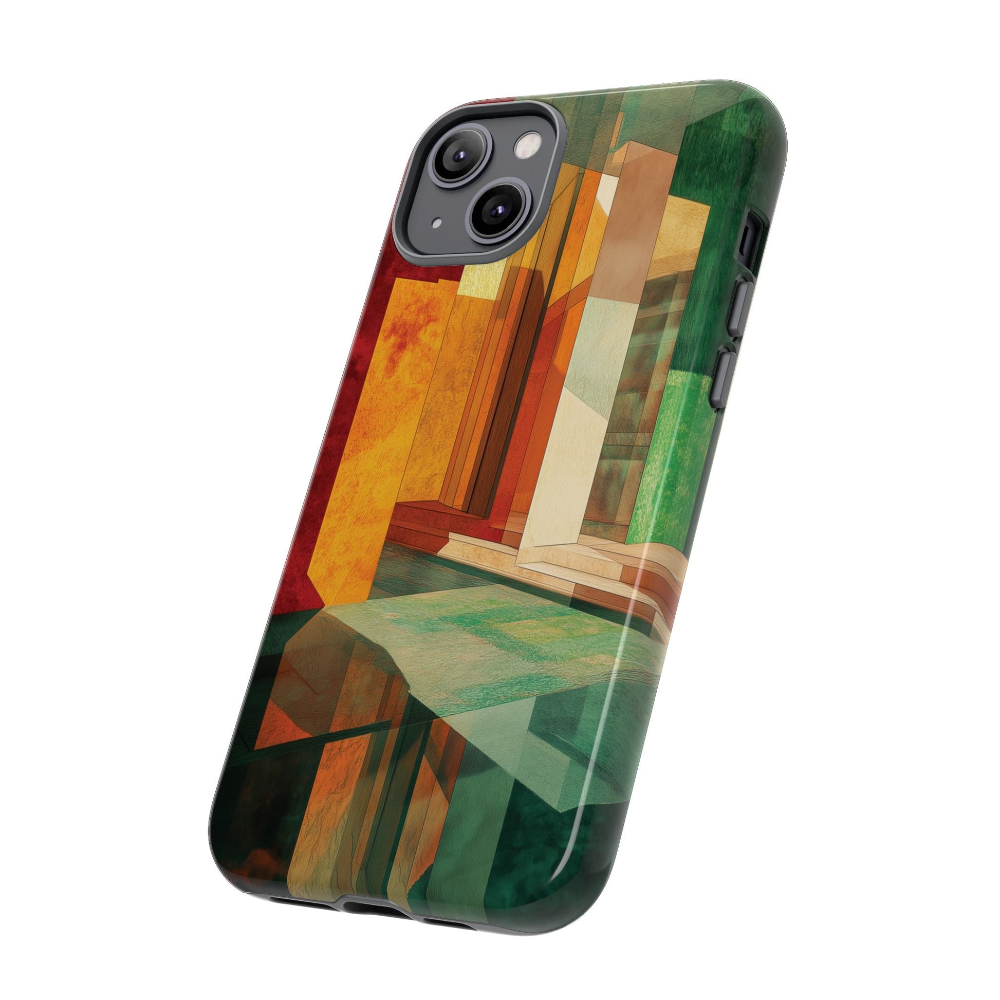 Art Deco Frank Lloyd Wright Inspired Usonian Phone Case Geometric Stained Glass Art Deco Marble Gold 13 14 15 16 iPhone Pro Max Galaxy Pixel