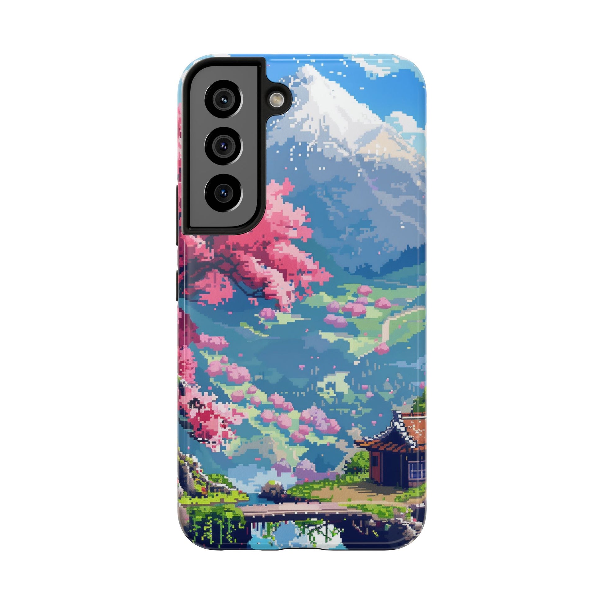 Pixel Art Video Game Landscapes Phone Case, Retro Gaming Pixelated Design, Geeky Gamer Phone Cover, Unique Video Game Art Accessories