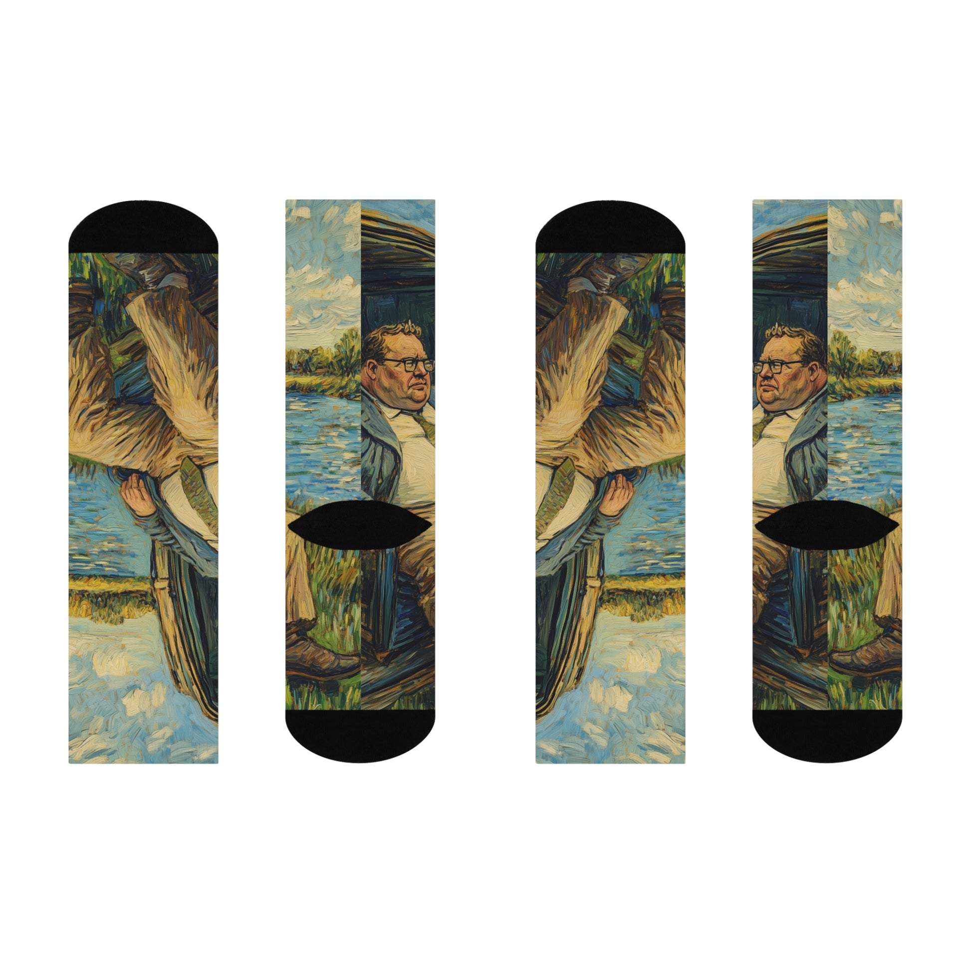 Artistic Crew Socks A Van Gogh Down by the River Design Cozy Gift for Art Lovers