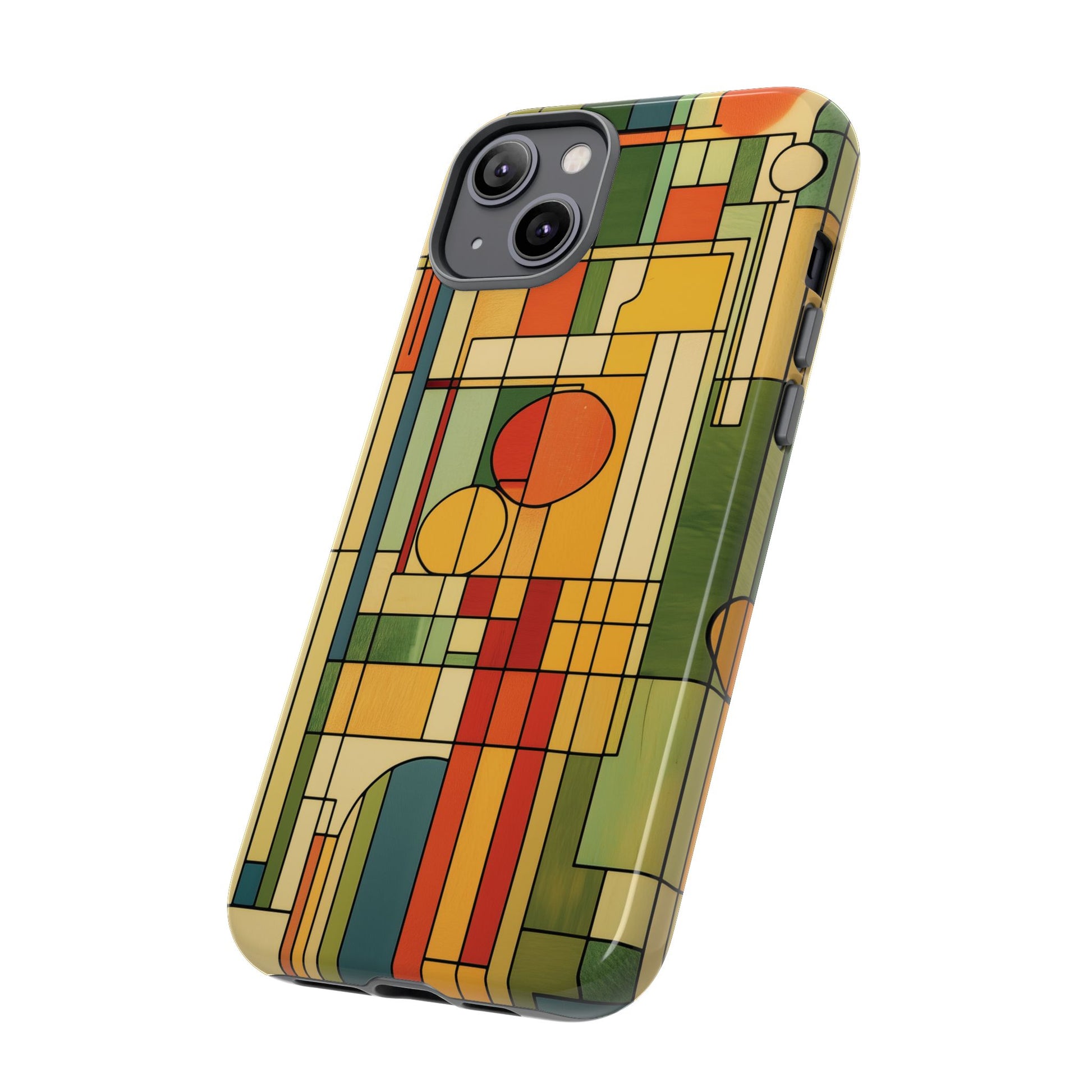 Frank Lloyd Wright Inspired Prairie Style Usonian Phone Case Geometric Stained Glass Art Deco 13 14 15 16 iPhone Pro Max Galaxy Pixel