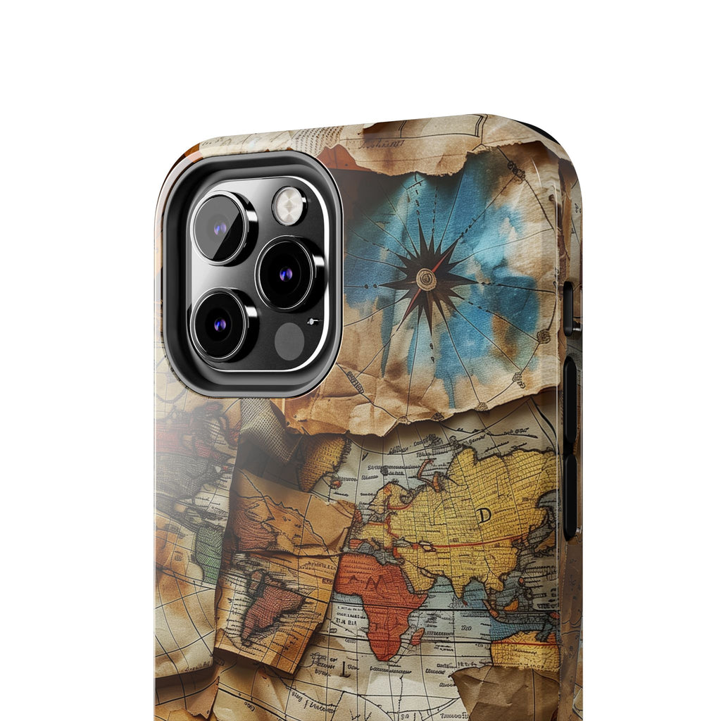 Double Layer Map Phone Case - Protective Phone Case Vintage Map Design - Durable Dual Layer Case with Map Print - Travel Inspired Phone Case