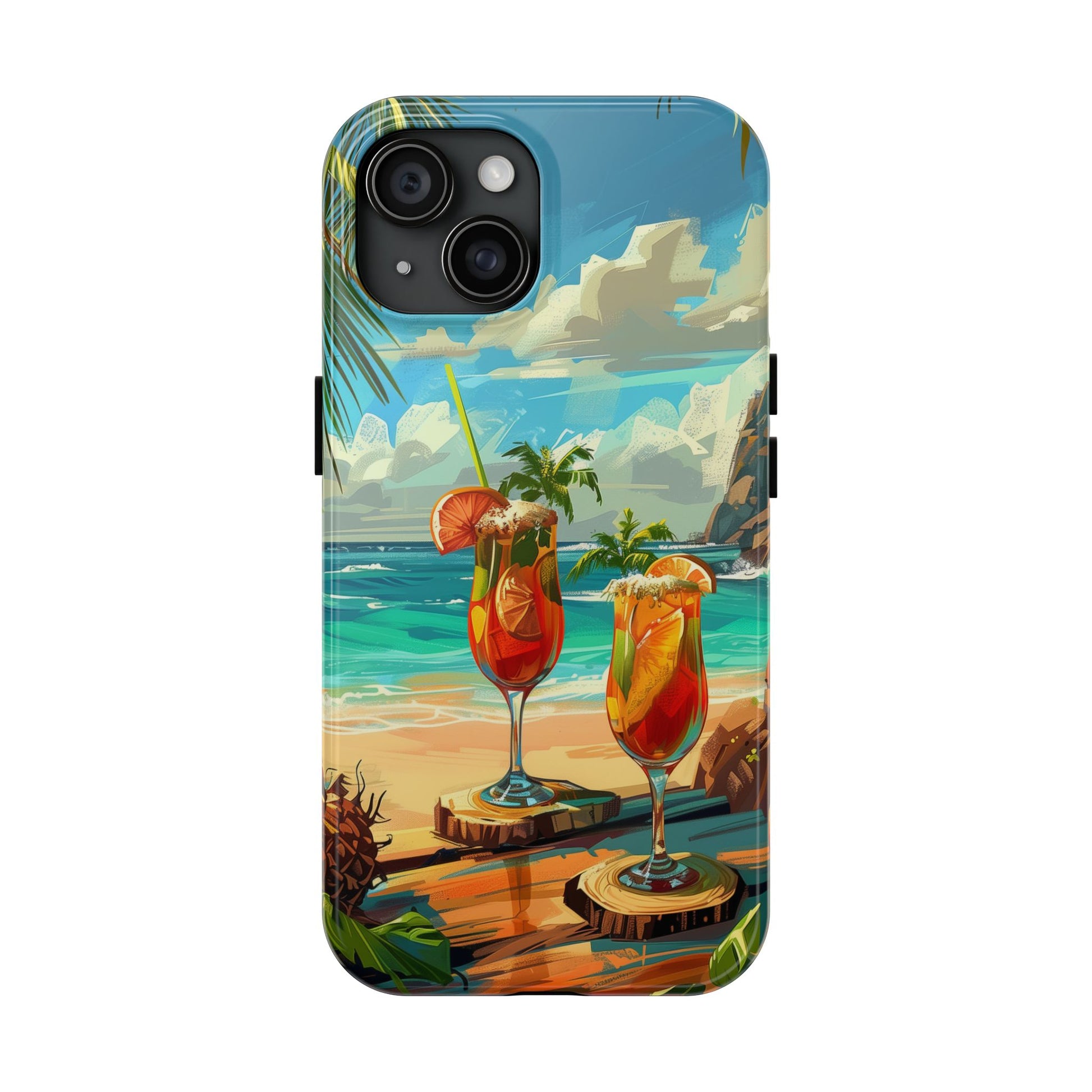 Retro Beach Scene Phone Case, Vintage Tropical Ocean iPhone Case, Summer Beach Phone Cover for iPhone, iphone 15 pro max