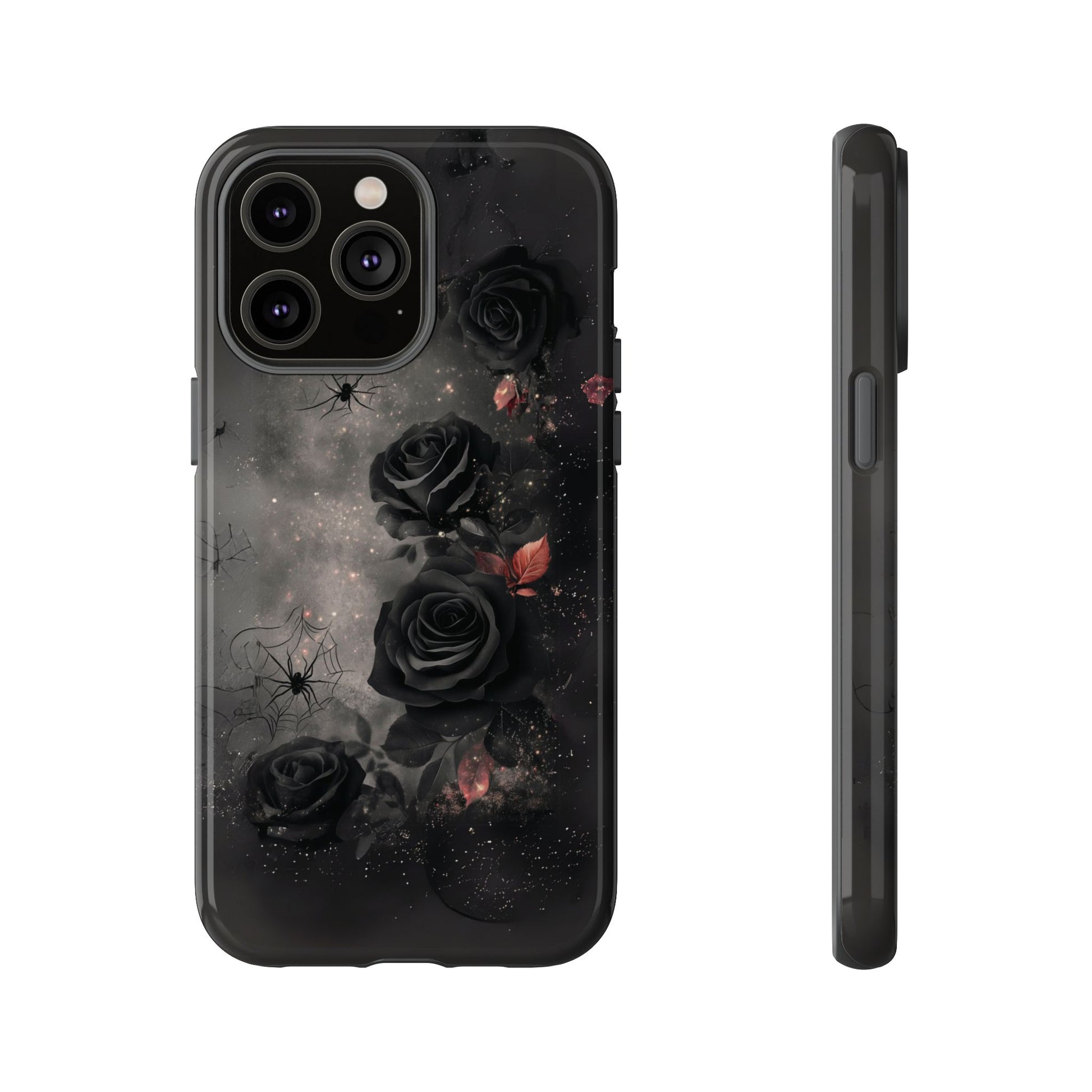 Gothic Floral Phone Case Dark Academia Black Roses Spider Webs Space Witchcraft Night Sky iPhone 13 14 15 16 Pro Max Galaxy Pixel