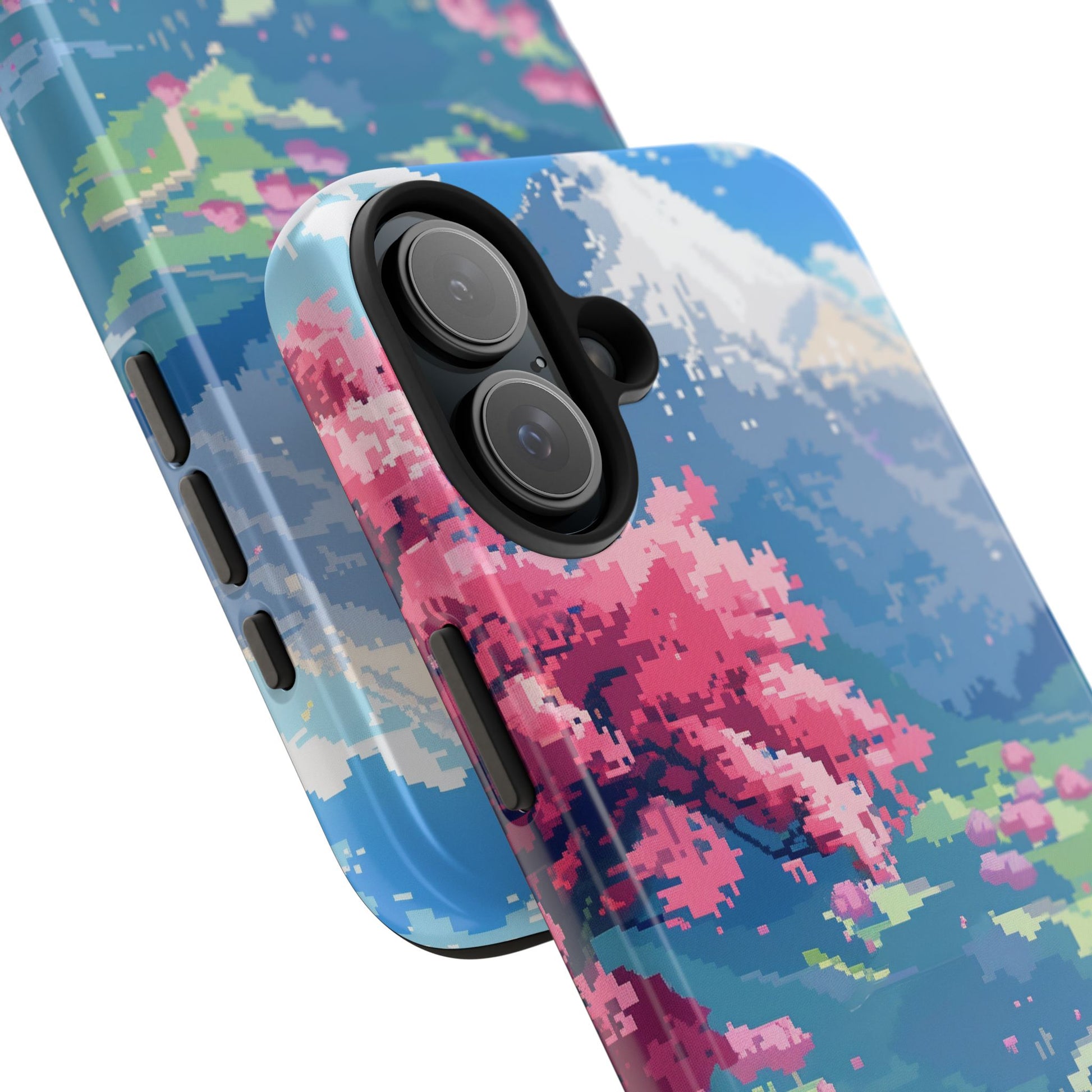 Pixel Art Video Game Landscapes Phone Case, Retro Gaming Pixelated Design, Geeky Gamer Phone Cover, Unique Video Game Art Accessories