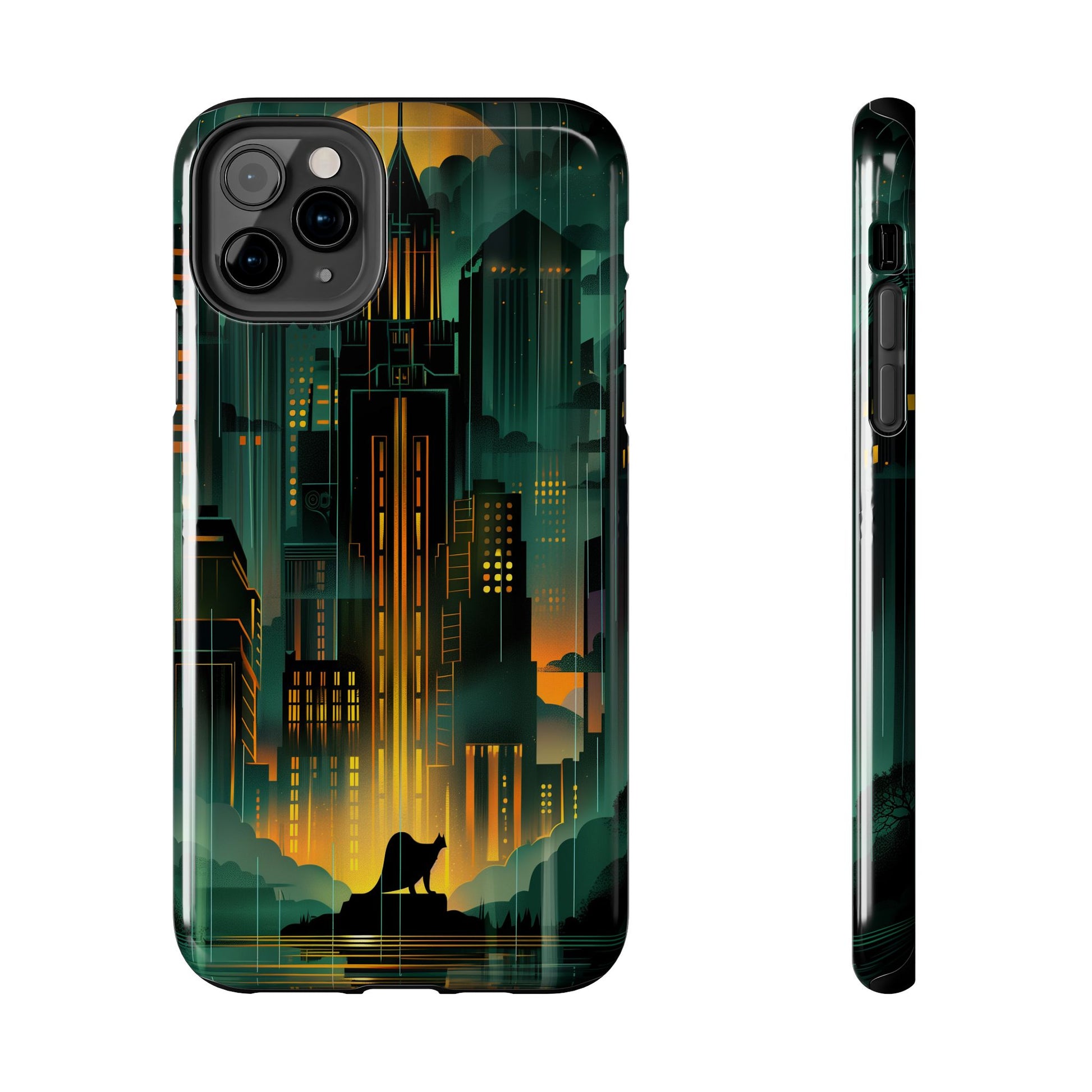 Nighttime Batman Phone Case - Gotham Art Deco Style - Noir Inspired Phone Cover - Dark Knight Accessory