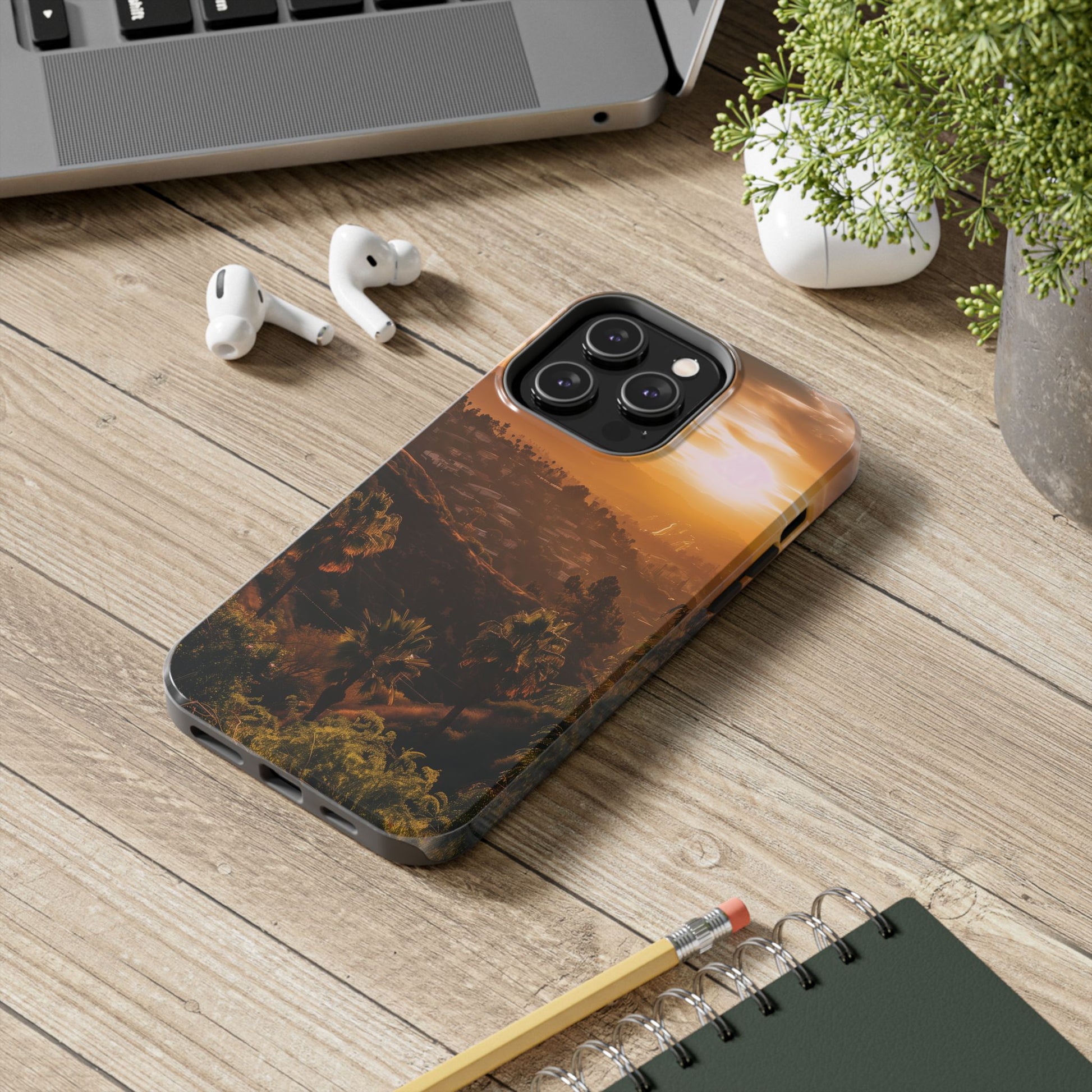 Los Angeles Sunset iPhone Case, Golden Hour Scenic View, Hollywood Hills Sunset Phone Case, Palm Trees Phone Case, iphone 15 pro max case
