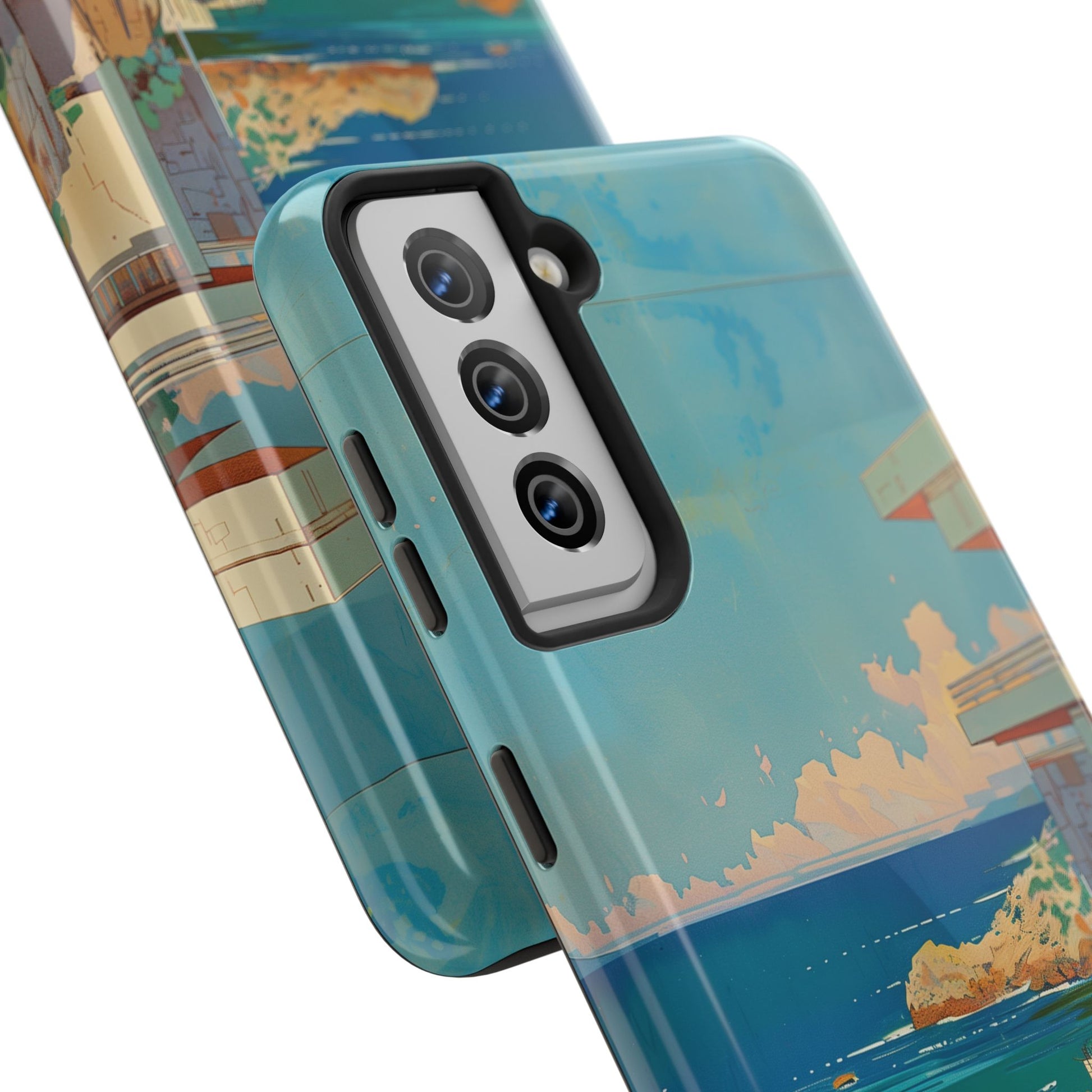 Retro Beach Scene Phone Case, Vintage Tropical Ocean iPhone Case, Summer Beach Phone Cover for iPhone, iphone 15 pro max