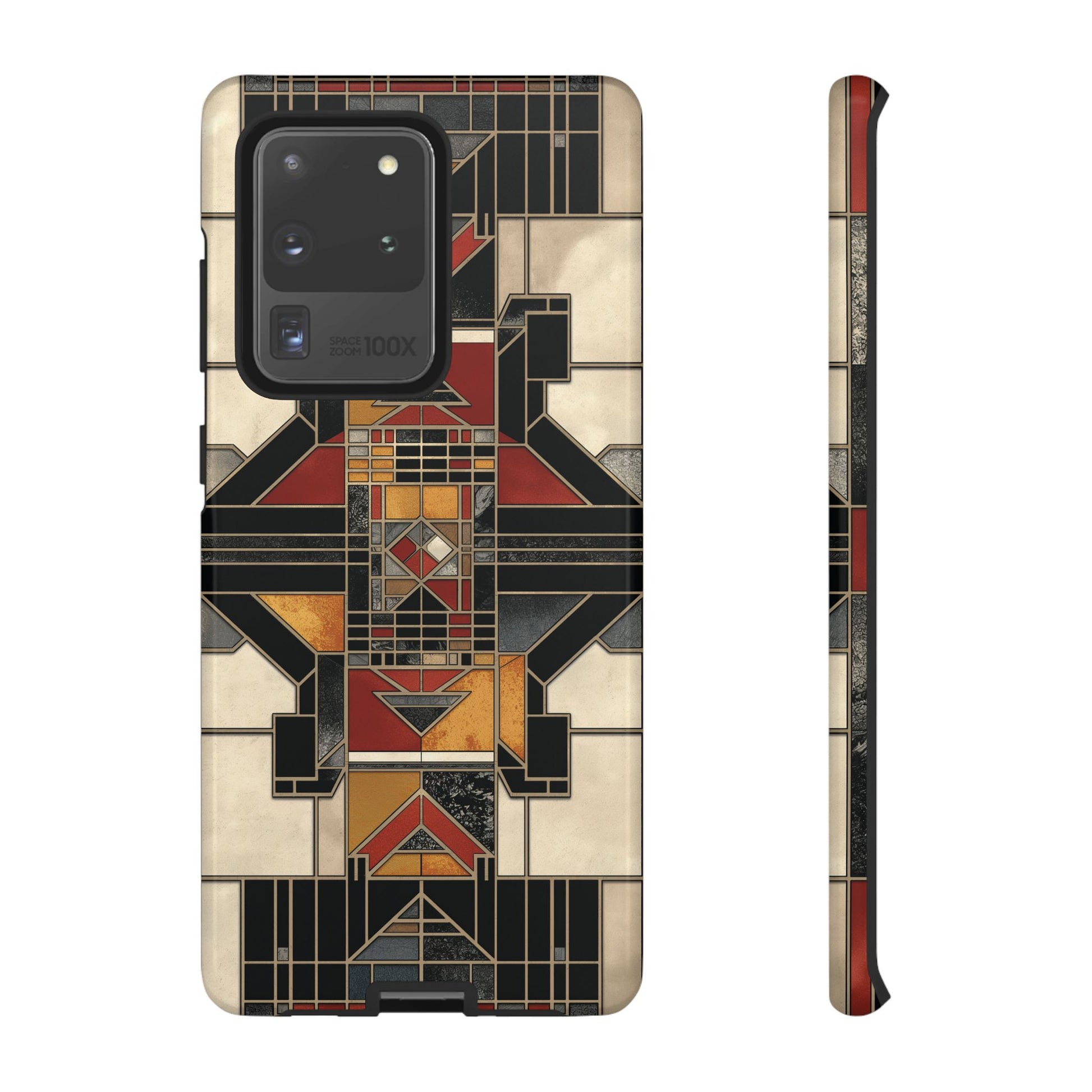 Stained Glass Art Deco Southwest Prairie Style Frank Lloyd Phone Case Geometric Marble Gold 13 14 15 16 iPhone Pro Max Galaxy Pixel