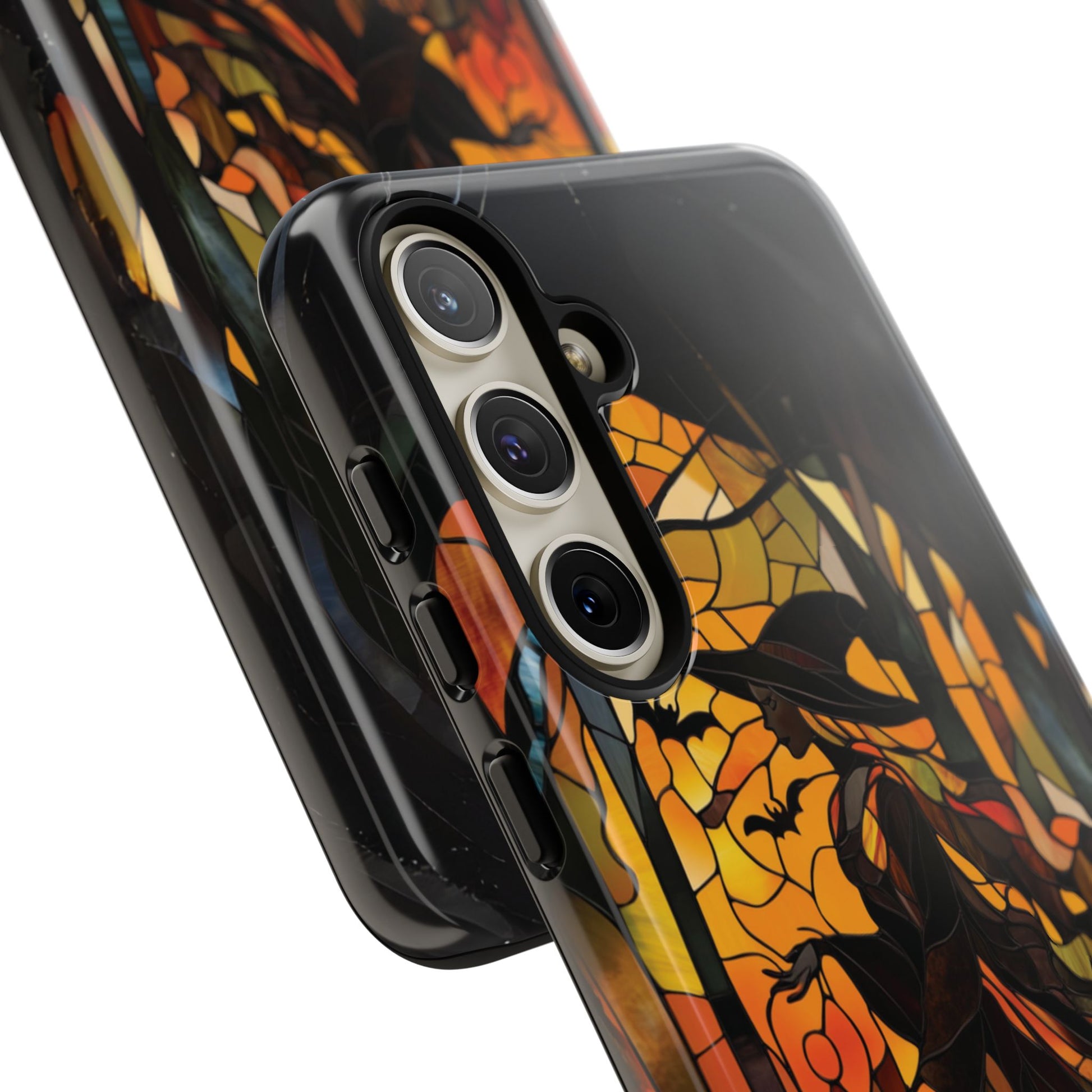 Halloween Witch Stained Glass Effect Dark Academia Spooky Fall Witchy Pumpkin Bats Seasonal Fall Mosaic Case iPhone 13 14 15 16 Pro Max