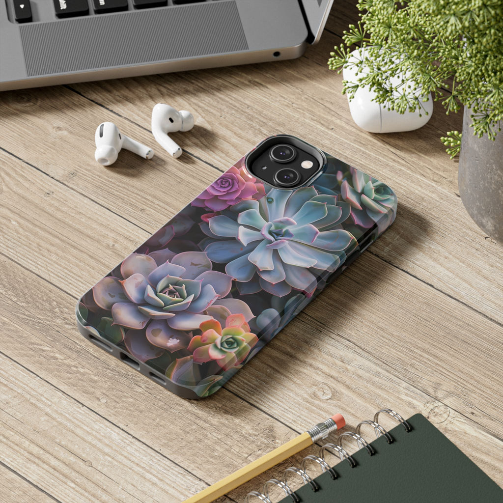 Pastel Succulent Flower Design Durable Phone Case - Tough Protection for iPhones