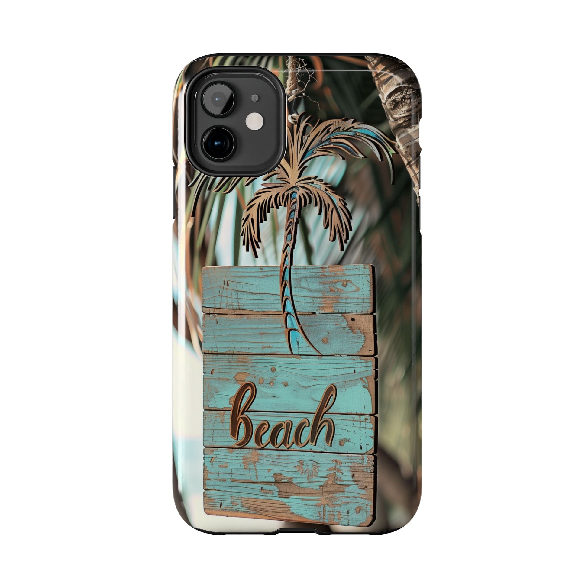 Durable Phone Case with Palm Tree Charm