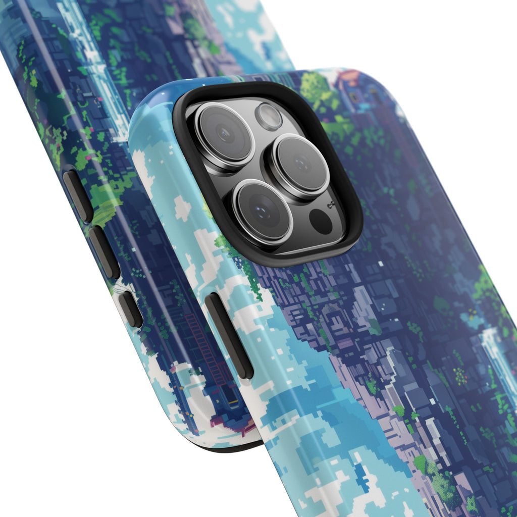 Pixel Art Video Game Landscapes Phone Case, Retro Gaming Pixelated Design, Geeky Gamer Phone Cover, Unique Video Game Art Accessories