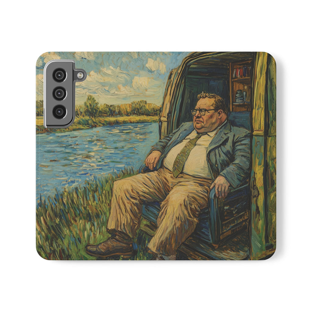 Flip Phone Case A Van Gogh Down by the River Van Gogh Style Sitting River Matte FoleyDecoration iPhone 13 14 15 16 Pro Max Plus Galaxy S21