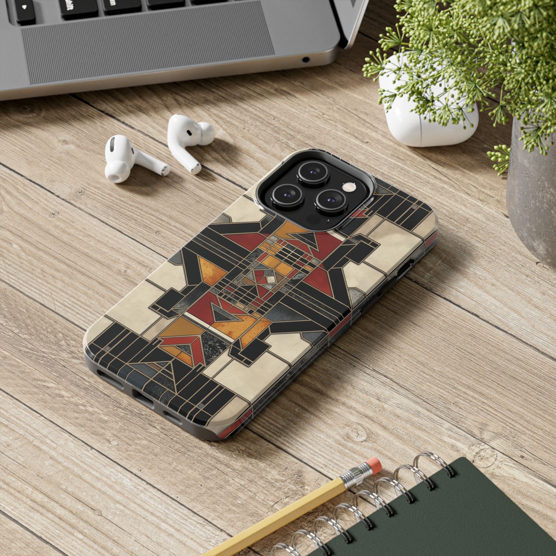 Frank Lloyd Wright Inspired Stained Glass Phone Case - Geometric Elegance for iPhone Models