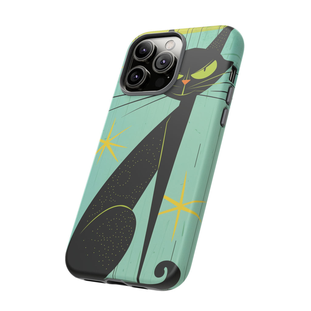 Mid-Century Modern Phone Case, Mid Mod Android Case, Atomic Cats Android Case, Retro Chic Smartphone Cover, Unique Artistic Phone Accessory