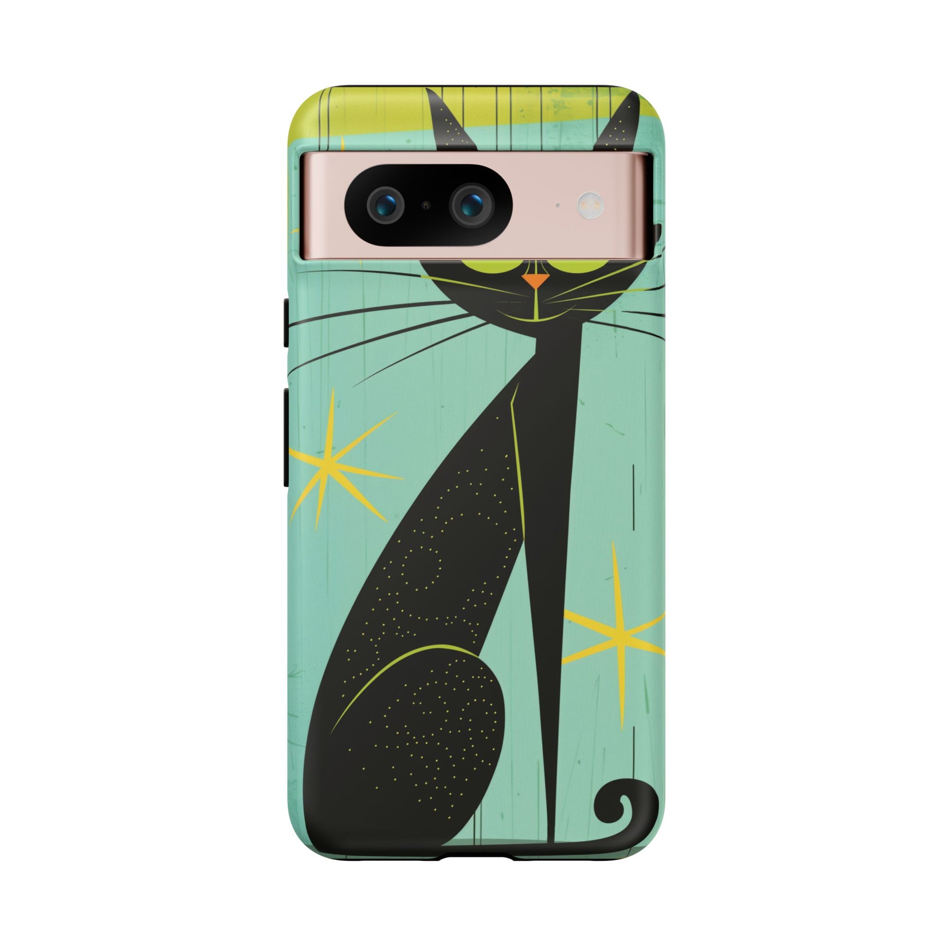 Mid-Century Modern Phone Case, Mid Mod Android Case, Atomic Cats Android Case, Retro Chic Smartphone Cover, Unique Artistic Phone Accessory