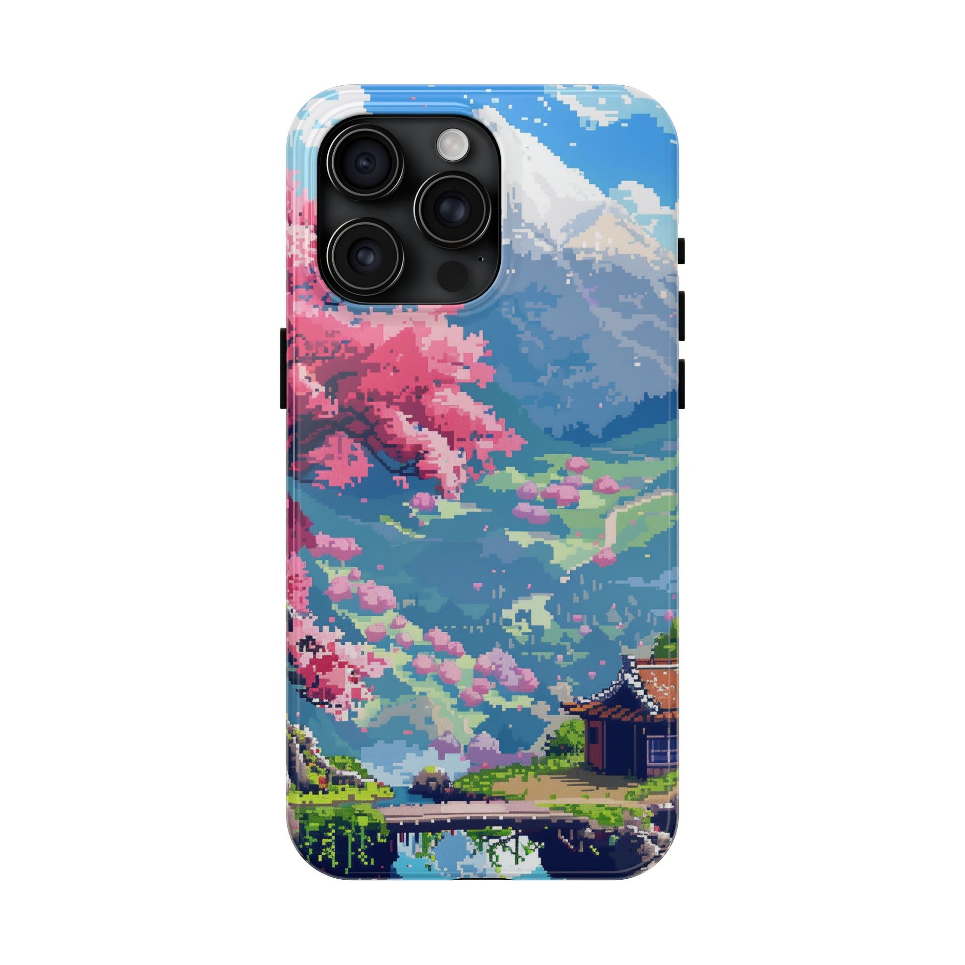 Pixel Art Video Game Landscapes Phone Case, Retro Gaming Pixelated Design, Geeky Gamer Phone Cover, Unique Video Game Art Accessories
