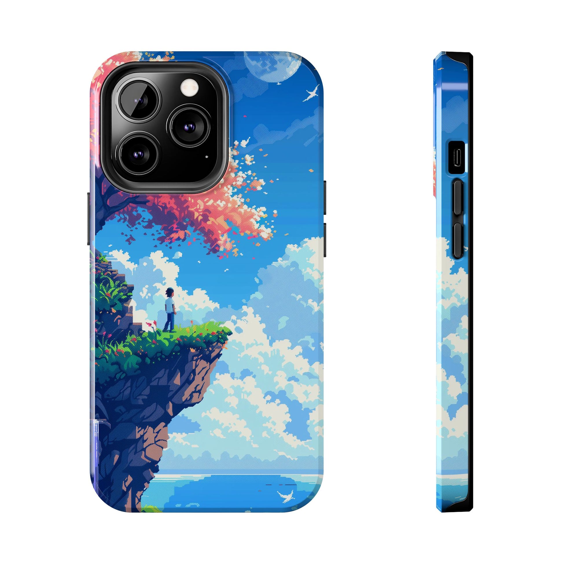 Pixel Art Video Game Landscapes Phone Case, Retro Gaming Pixelated Design, Geeky Gamer Phone Cover, Unique Video Game Art Accessories