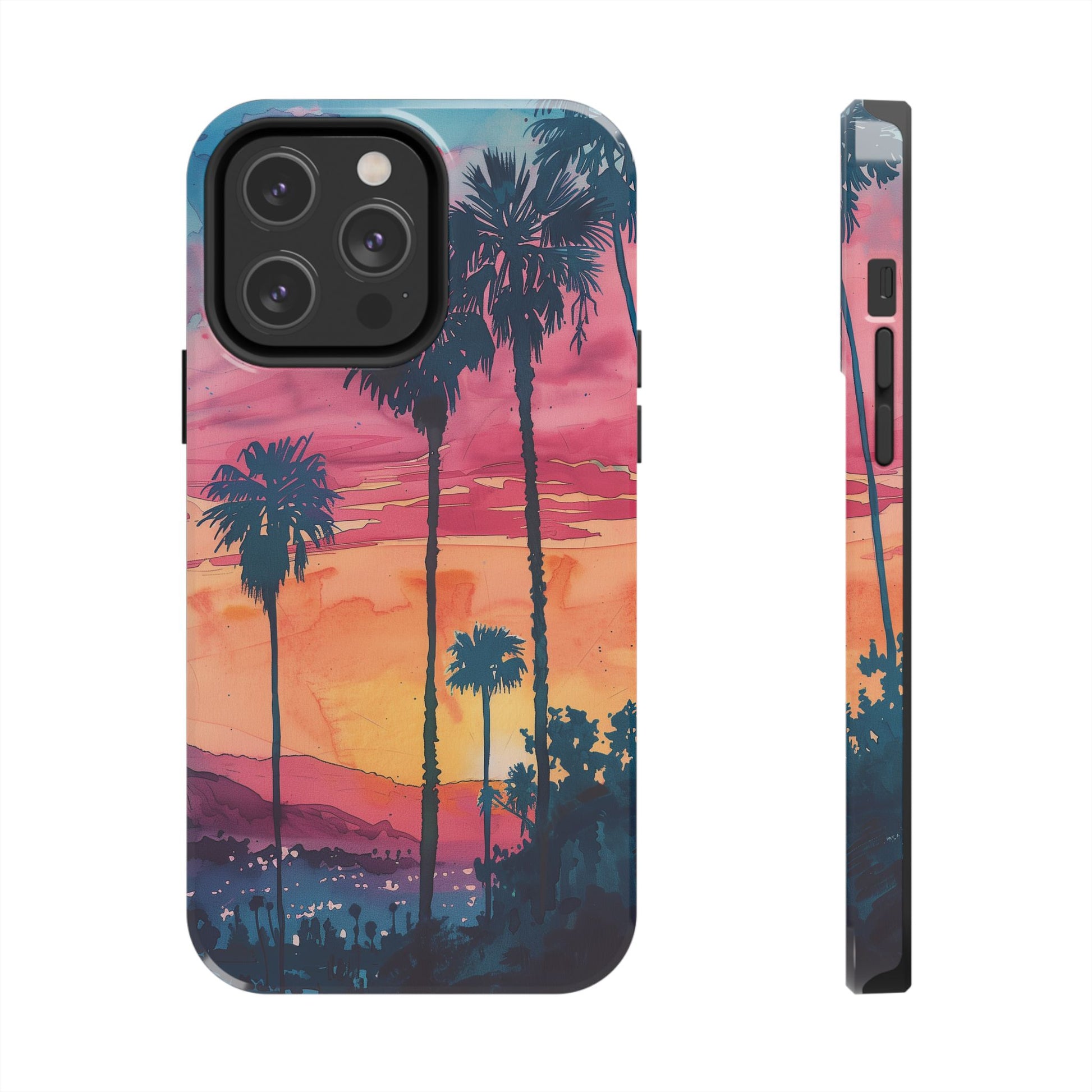 Los Angeles Sunset iPhone Case, Golden Hour Scenic View, Hollywood Hills Sunset Phone Case, Palm Trees Phone Case, iphone 15 pro max case