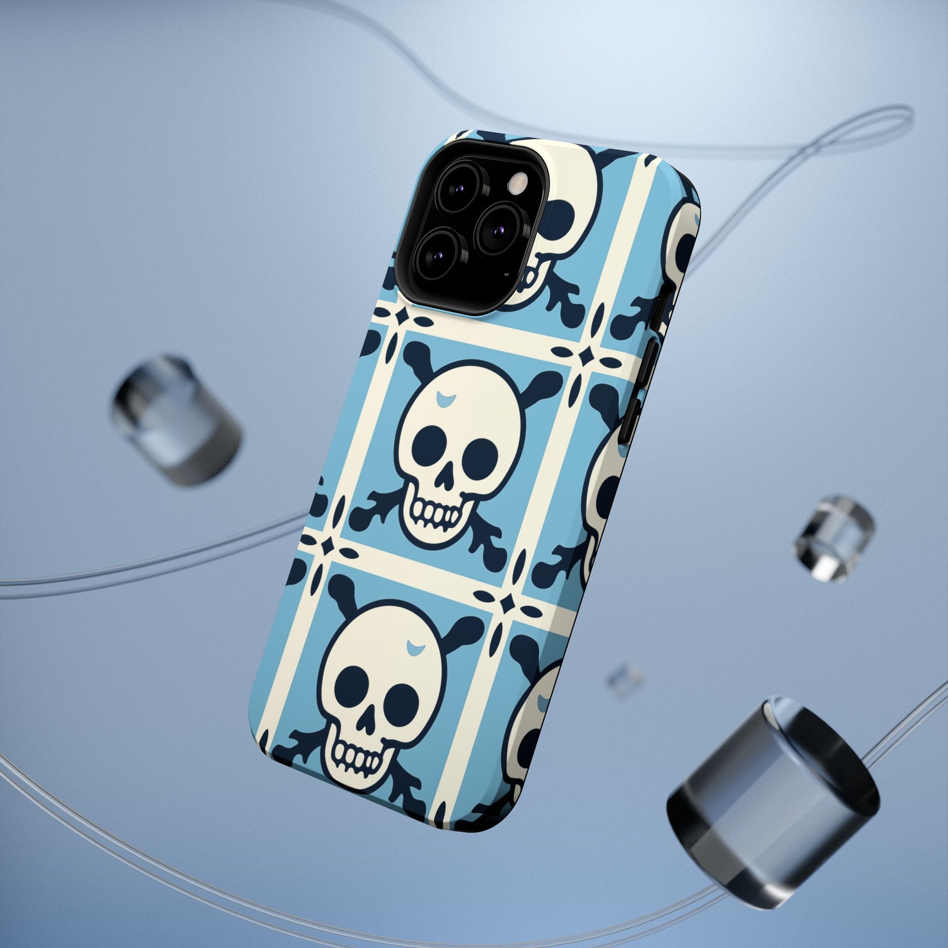 Cute Skull Phone Case Sugar Skull Ghingham Impact-Resistant Cover Goth Skull, Halloween Gift iphone 13 14 15 16 Pro Max
