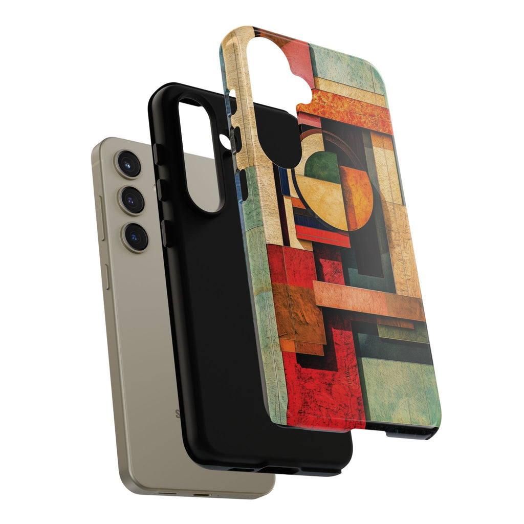 Tan Prairie Style Frank Lloyd Wright Usonian Phone Case Geometric Stained Glass Art Deco Marble Gold 13 14 15 16 iPhone Pro Max Galaxy Pixel