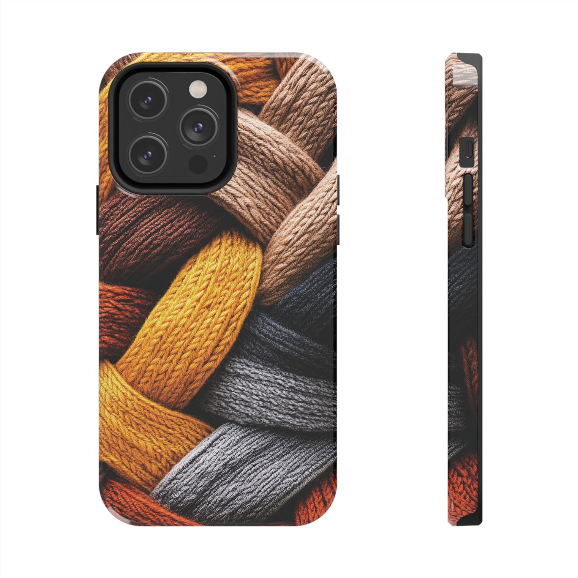 Cozy Boho Fall Knit Sweater Cottagecore Phone Case Boho Embroidered Fall Colors Phone Cover for iPhone 13 14 15 Pro, Samsung Galaxy S22 S23