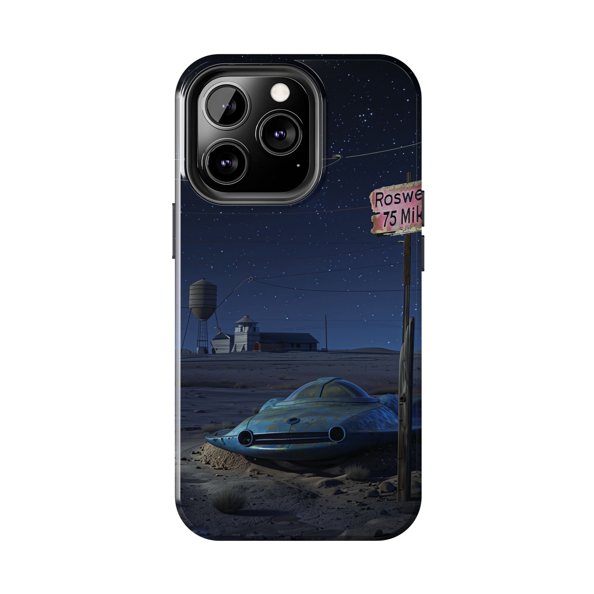UFO Phone Case, Tough iPhone Case, Roswell UFO Crash Phone Case, Alien Invasion Design, Extraterrestrial iPhone Cover, Unique Sci-Fi Gift