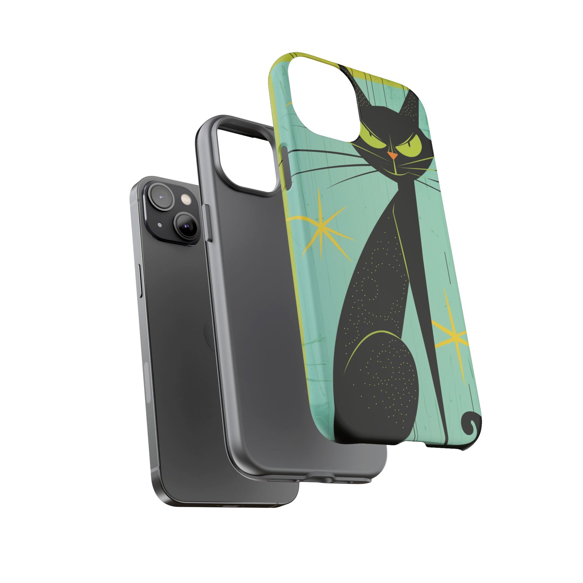 Mid-Century Modern Phone Case, Mid Mod Android Case, Atomic Cats Android Case, Retro Chic Smartphone Cover, Unique Artistic Phone Accessory