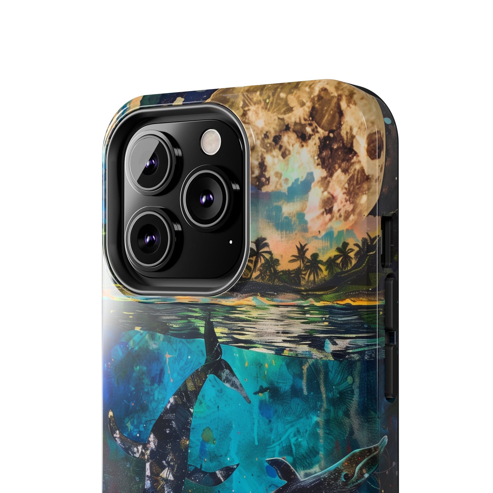 Abstract Moonlit Whales Underwater Phone Case - Durable and Stunning Protective Cover