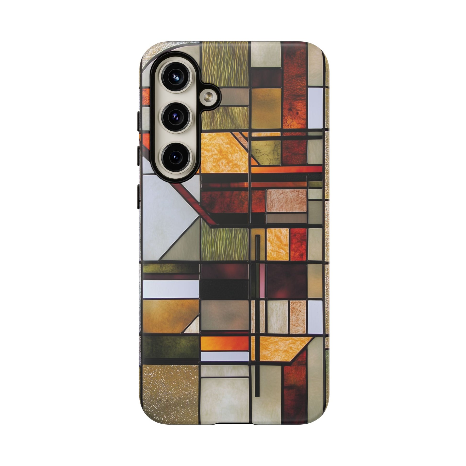 Stained Glass Phone Case Art Deco Frank Lloyd Wright Cottage Core Usonian Prairie Style Geometric Stylish  iPhone 14 15 16 Pro