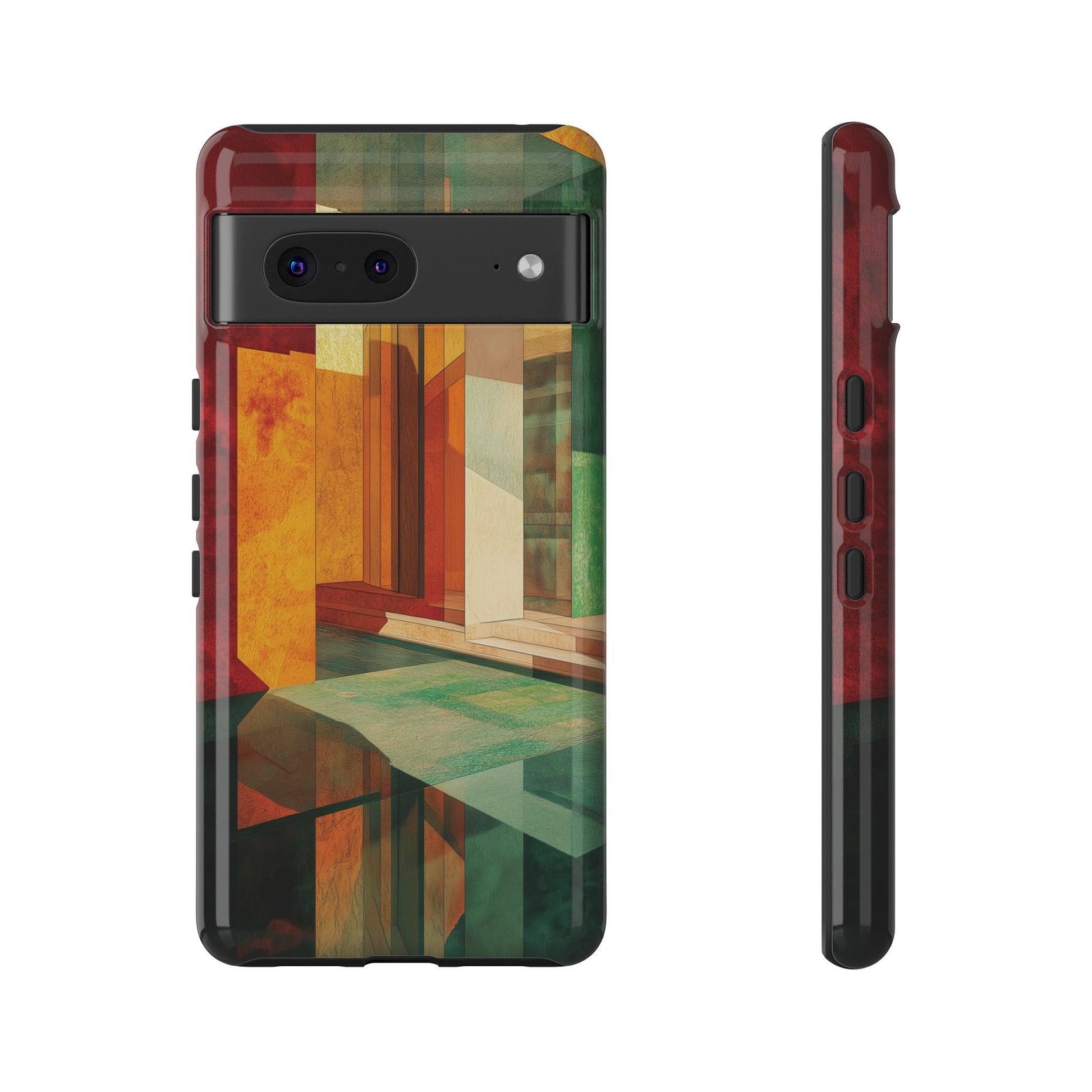 Art Deco Frank Lloyd Wright Inspired Usonian Phone Case Geometric Stained Glass Art Deco Marble Gold 13 14 15 16 iPhone Pro Max Galaxy Pixel