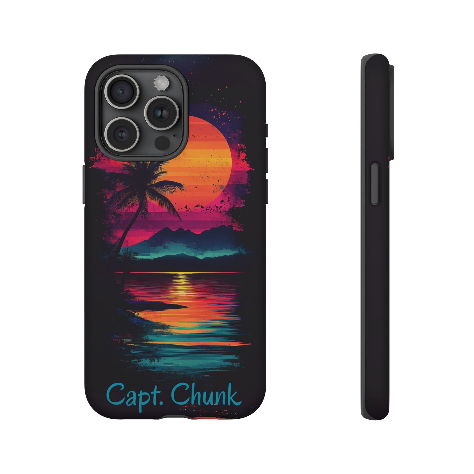 Custom Personalized Retro Palm Tree Sunset Phone Case iPhone 14 15 16 Pro Max Galaxy S24 Google Pixel Mountain Beach Fantasy Surfing Neon