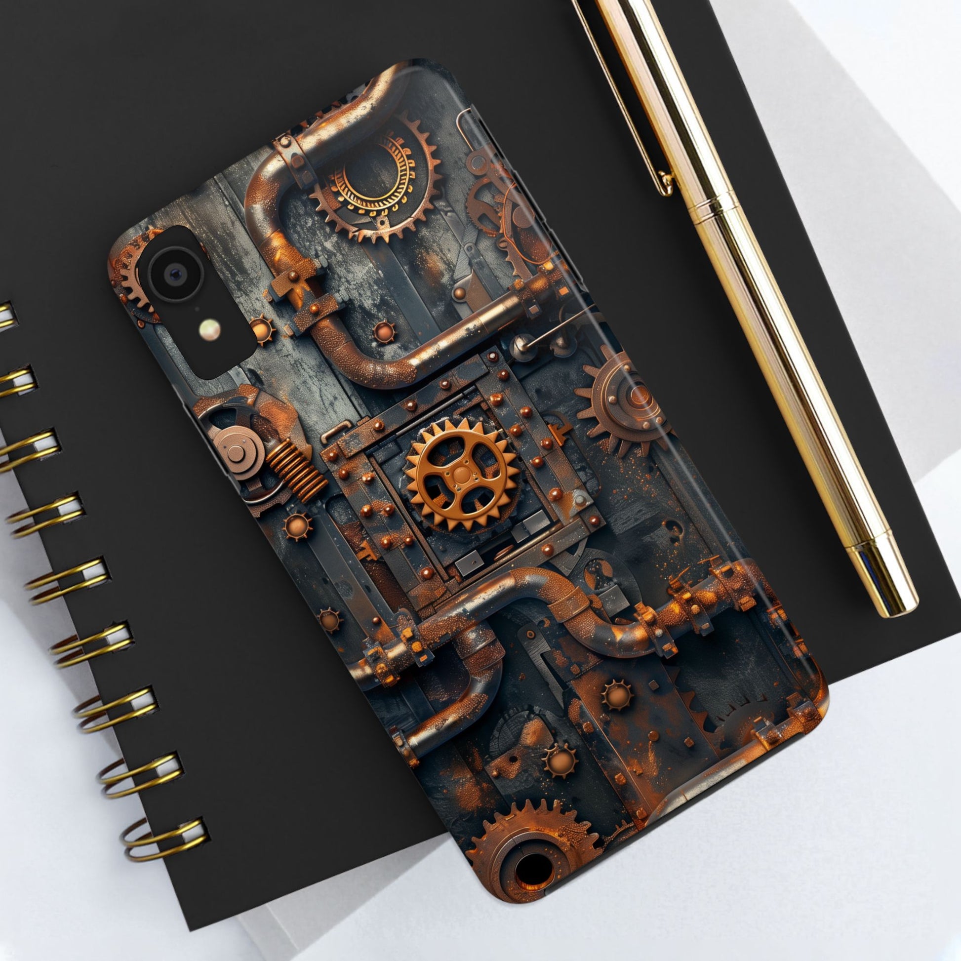 Steampunk Phone Case - Industrial Style Cover with Pipes and Cogs - Unique Steampunk Accessory for Your Phone