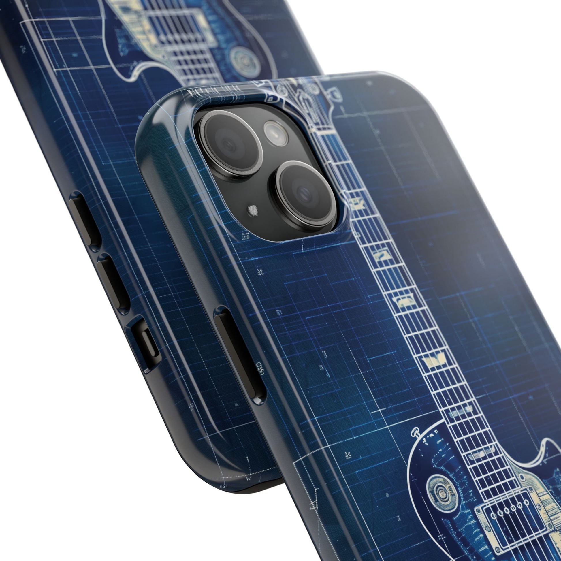 Guitar Phone Case, Guitar Blueprint iPhone Cover, Vintage Guitar Design, Custom iPhone Covers, Rock Music Phone Accessories, Musician Gift