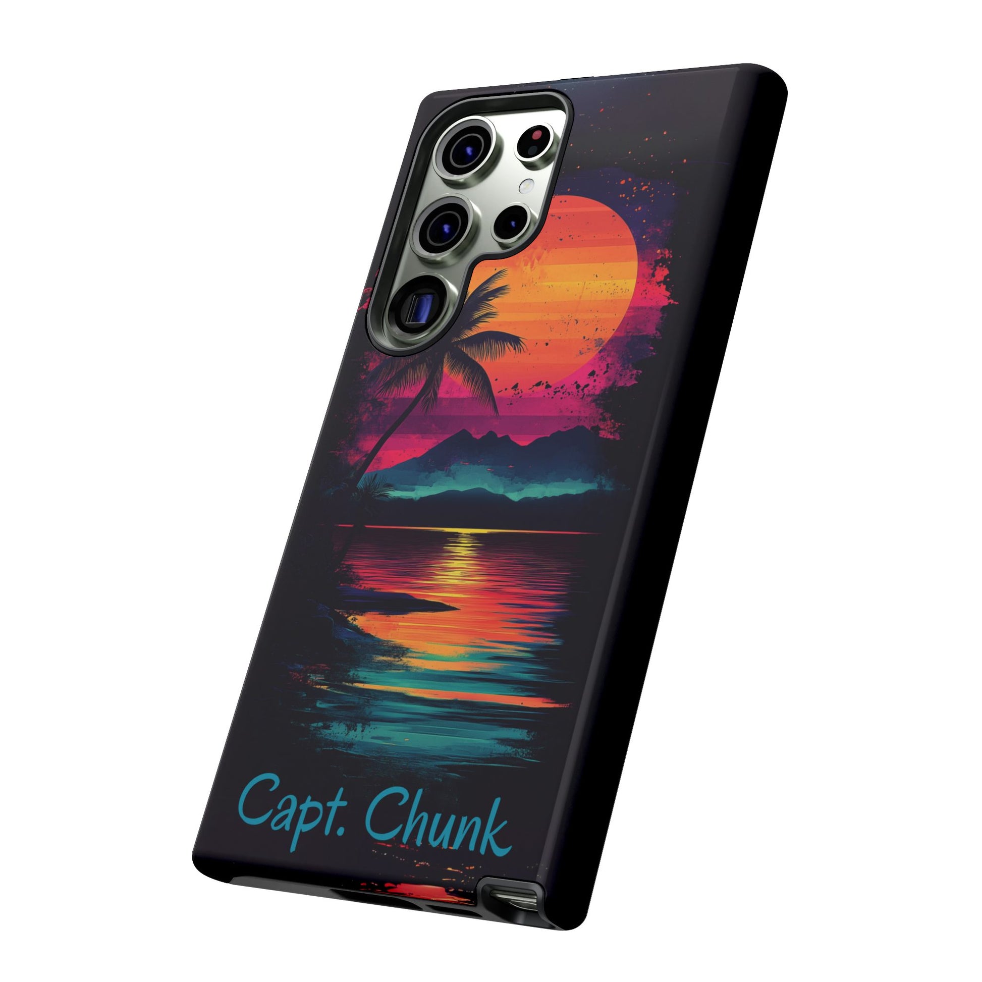 Custom Personalized Retro Palm Tree Sunset Phone Case iPhone 14 15 16 Pro Max Galaxy S24 Google Pixel Mountain Beach Fantasy Surfing Neon