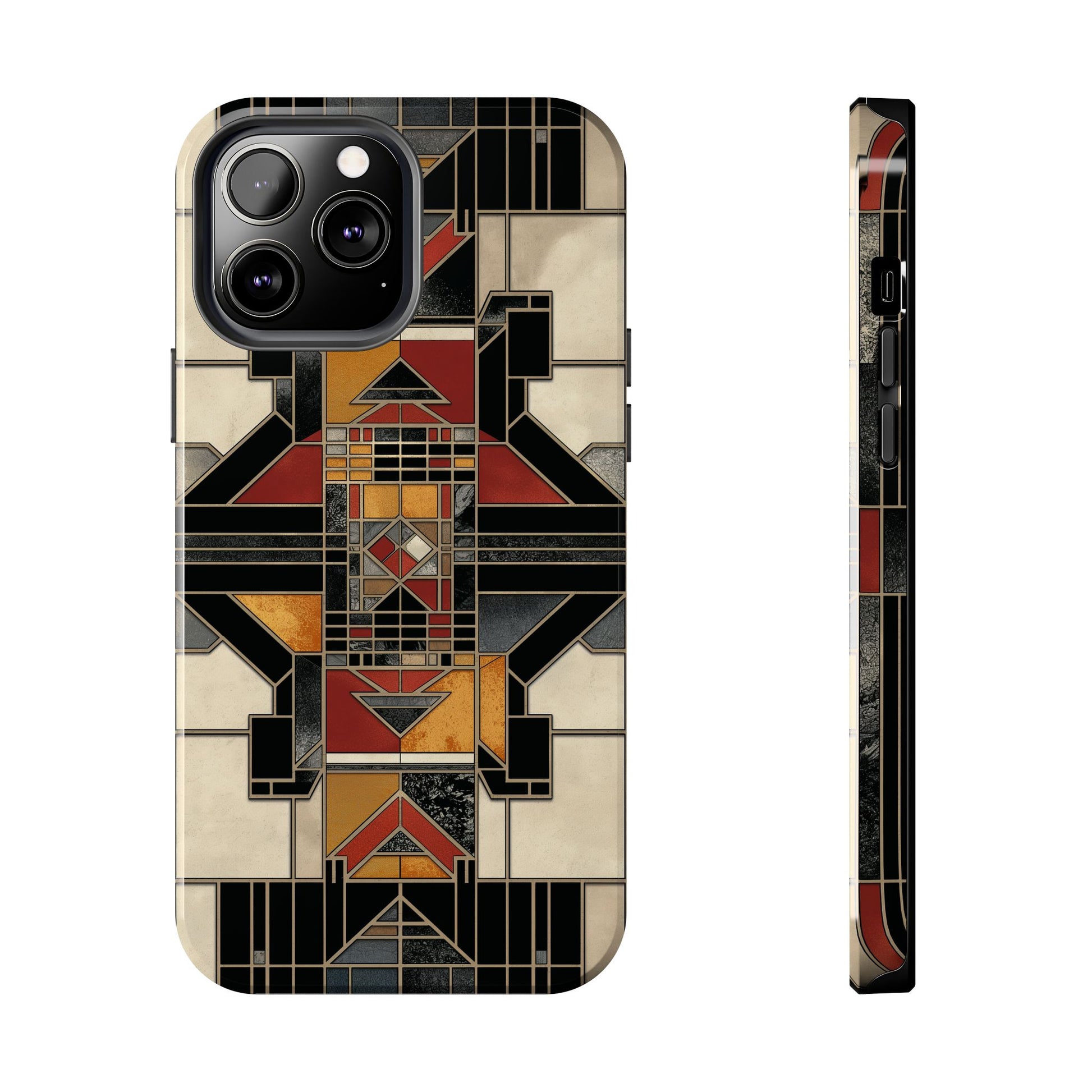 Frank Lloyd Wright Inspired Stained Glass Phone Case - Geometric Elegance for iPhone Models