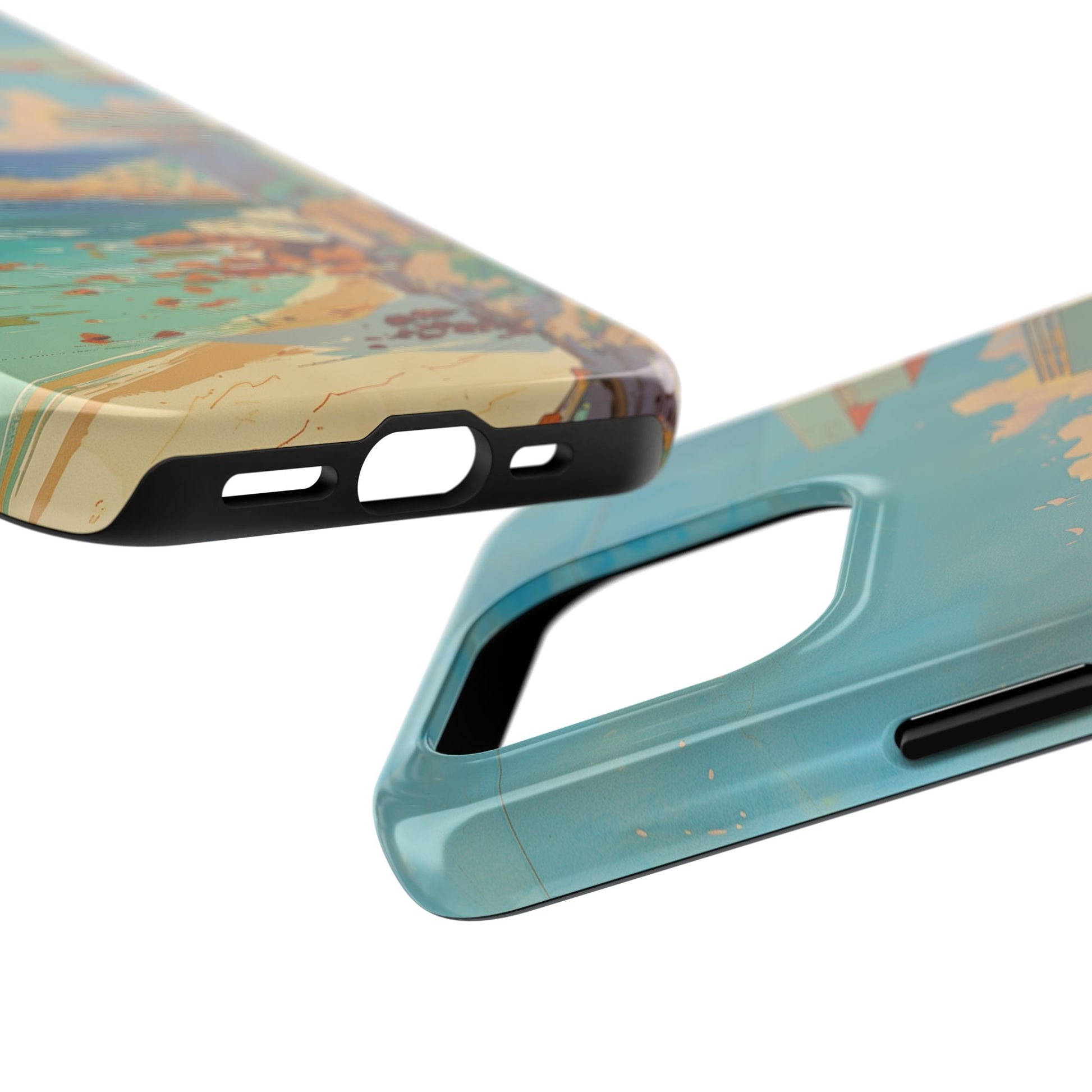 Retro Beach Scene Phone Case, Vintage Tropical Ocean iPhone Case, Summer Beach Phone Cover for iPhone, iphone 15 pro max