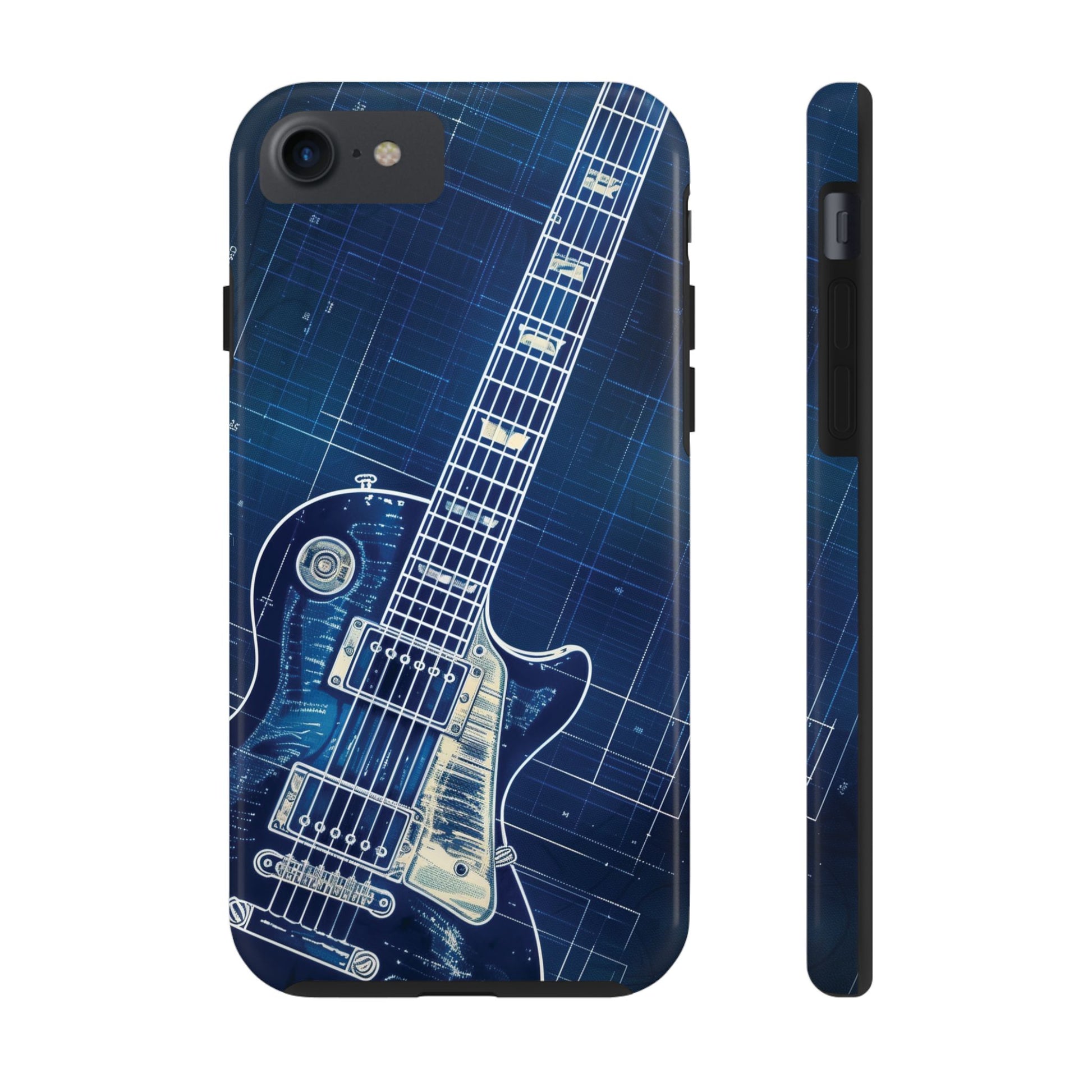 Guitar Phone Case, Guitar Blueprint iPhone Cover, Vintage Guitar Design, Custom iPhone Covers, Rock Music Phone Accessories, Musician Gift