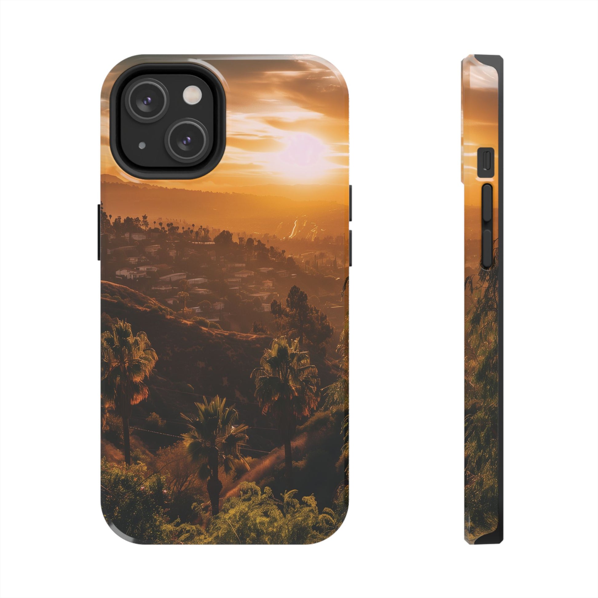Los Angeles Sunset iPhone Case, Golden Hour Scenic View, Hollywood Hills Sunset Phone Case, Palm Trees Phone Case, iphone 15 pro max case
