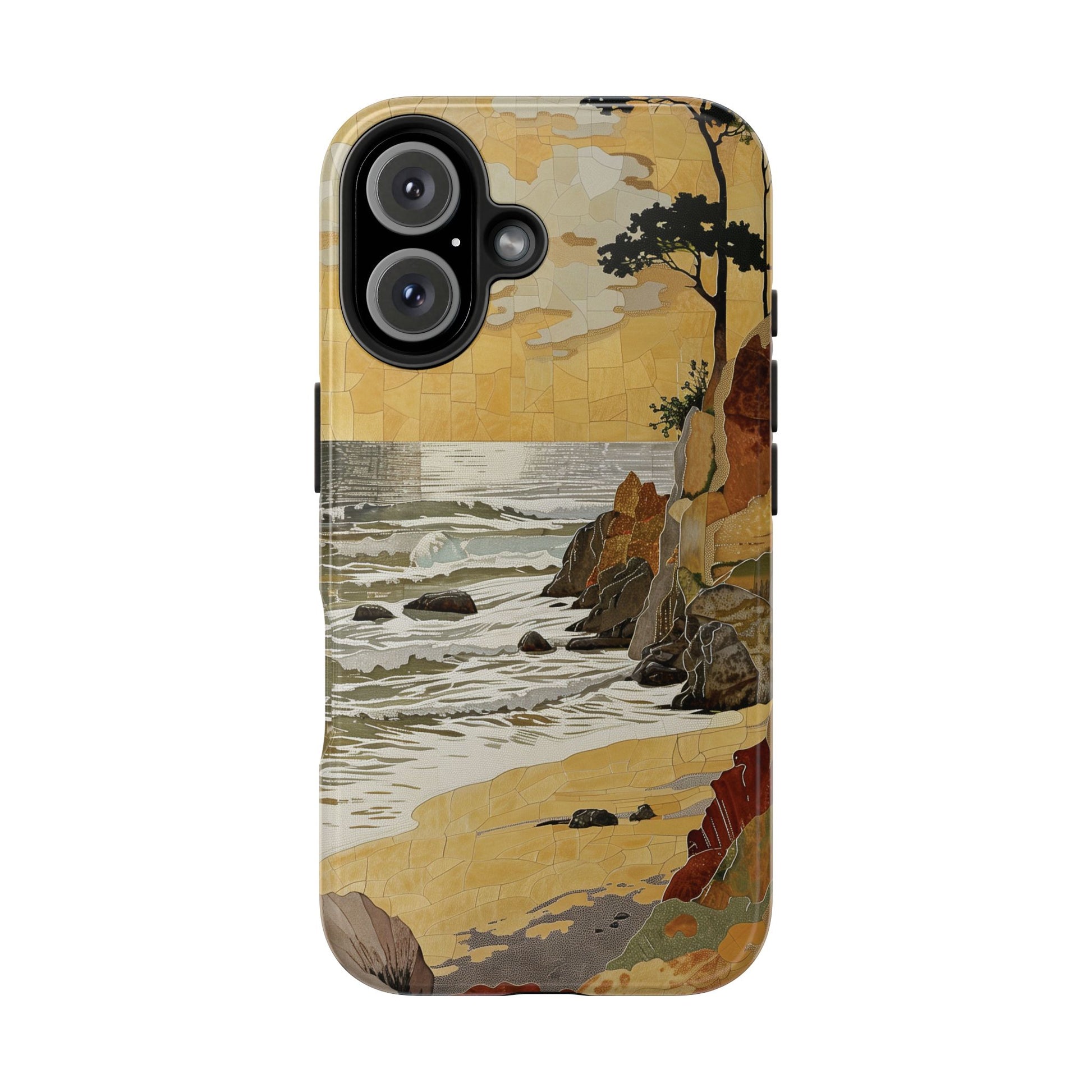 Retro Beach Scene Phone Case, Vintage Tropical Ocean iPhone Case, Summer Beach Phone Cover for iPhone, iphone 15 pro max
