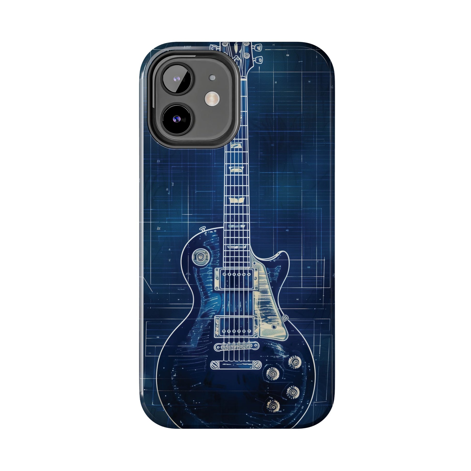 Guitar Phone Case, Guitar Blueprint iPhone Cover, Vintage Guitar Design, Custom iPhone Covers, Rock Music Phone Accessories, Musician Gift