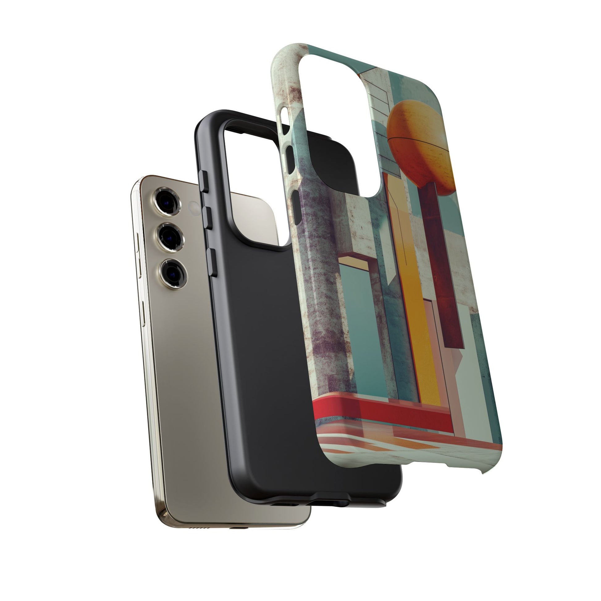 Future City Frank Lloyd Wright Tomorrow Land Usonian Phone Case Geometric Art Deco Marble Gold 13 14 15 16 iPhone Pro Max Galaxy Pixel