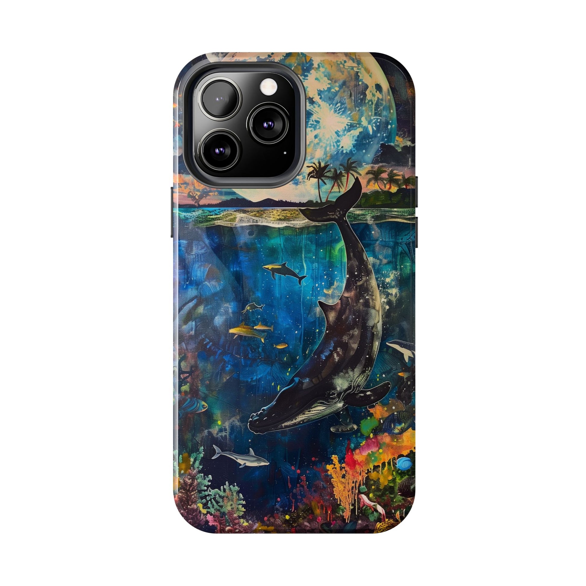 Abstract Moonlit Whale Underwater Phone Case - Durable and Stunning Protective Cover